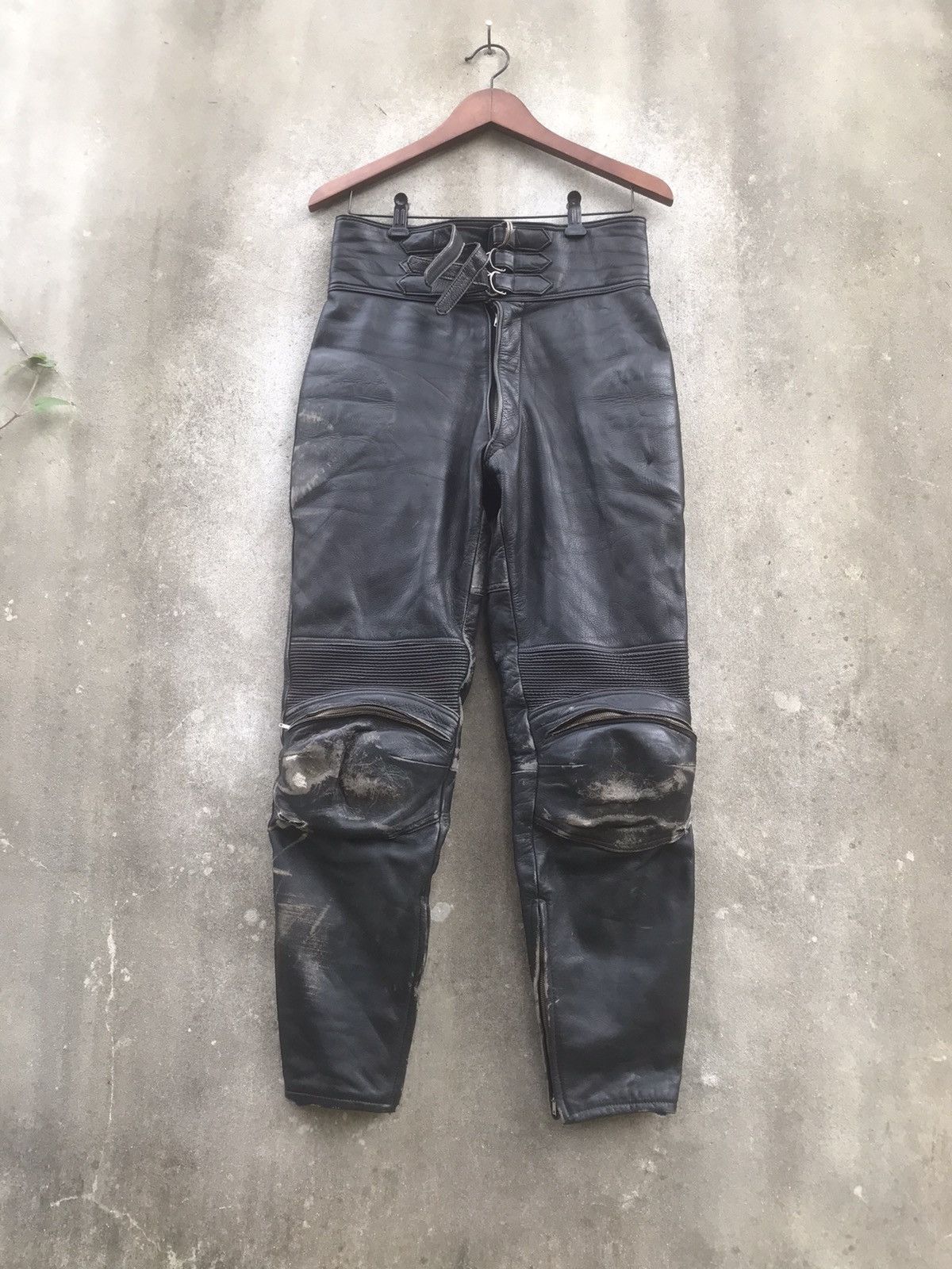 Genuine Leather × Kadoya × Vintage 🔥Rare🔥Vtg Moto Biker Leather Pants Size US 28 / EU 44 - 3 Thumbnail