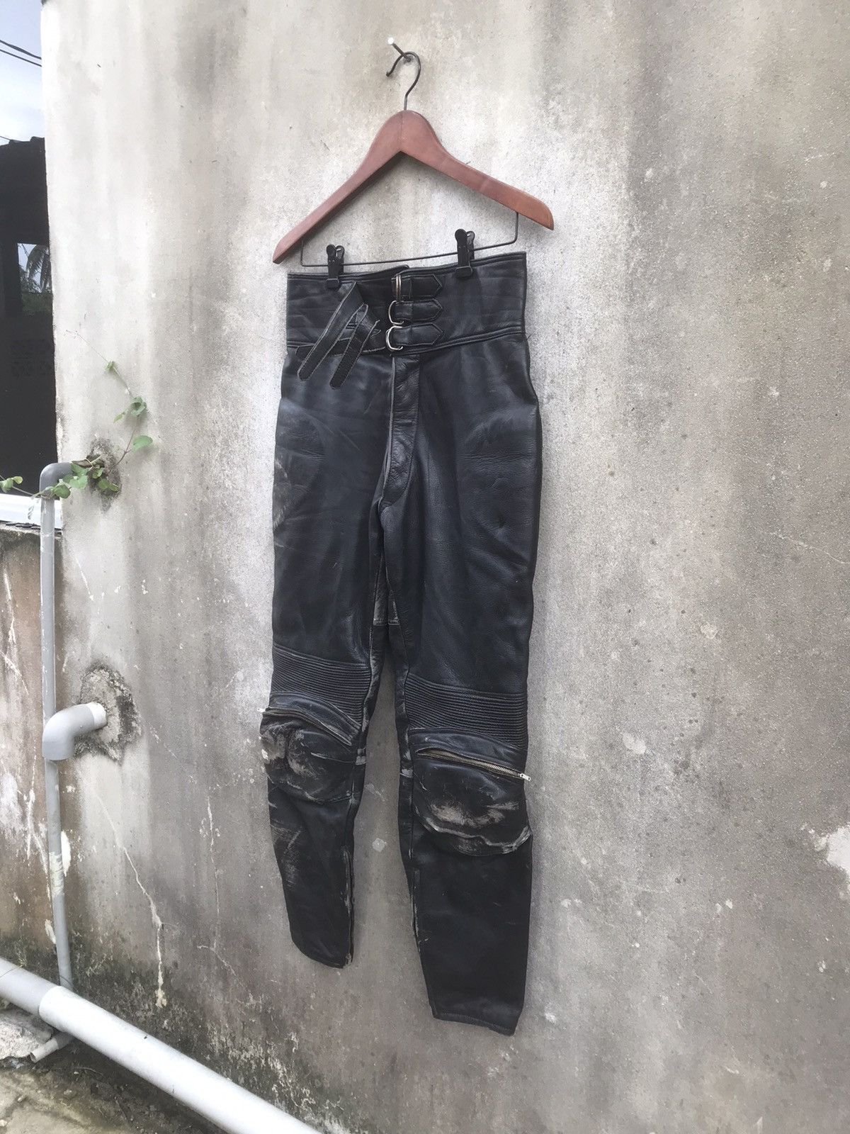 Genuine Leather × Kadoya × Vintage 🔥Rare🔥Vtg Moto Biker Leather Pants Size US 28 / EU 44 - 5 Thumbnail