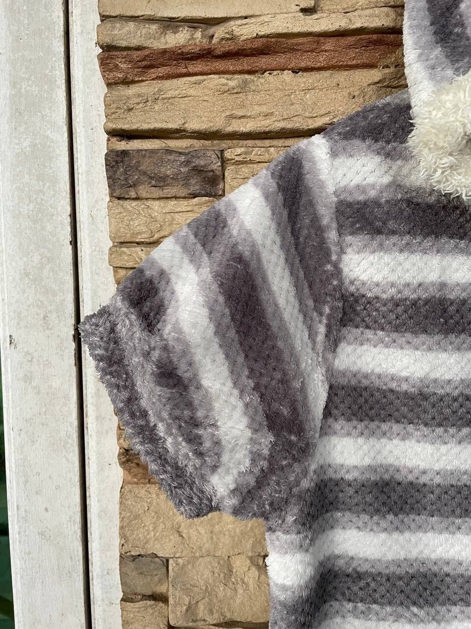 Vintage Dyukas Short Sleeves Stripes Fleece Hoodies Size M / US 6-8 / IT 42-44 - 4 Thumbnail