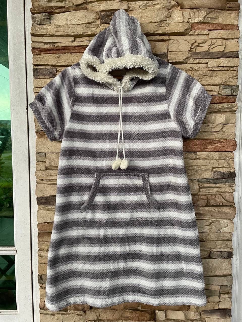 Vintage Dyukas Short Sleeves Stripes Fleece Hoodies Size M / US 6-8 / IT 42-44 - 1 Thumbnail