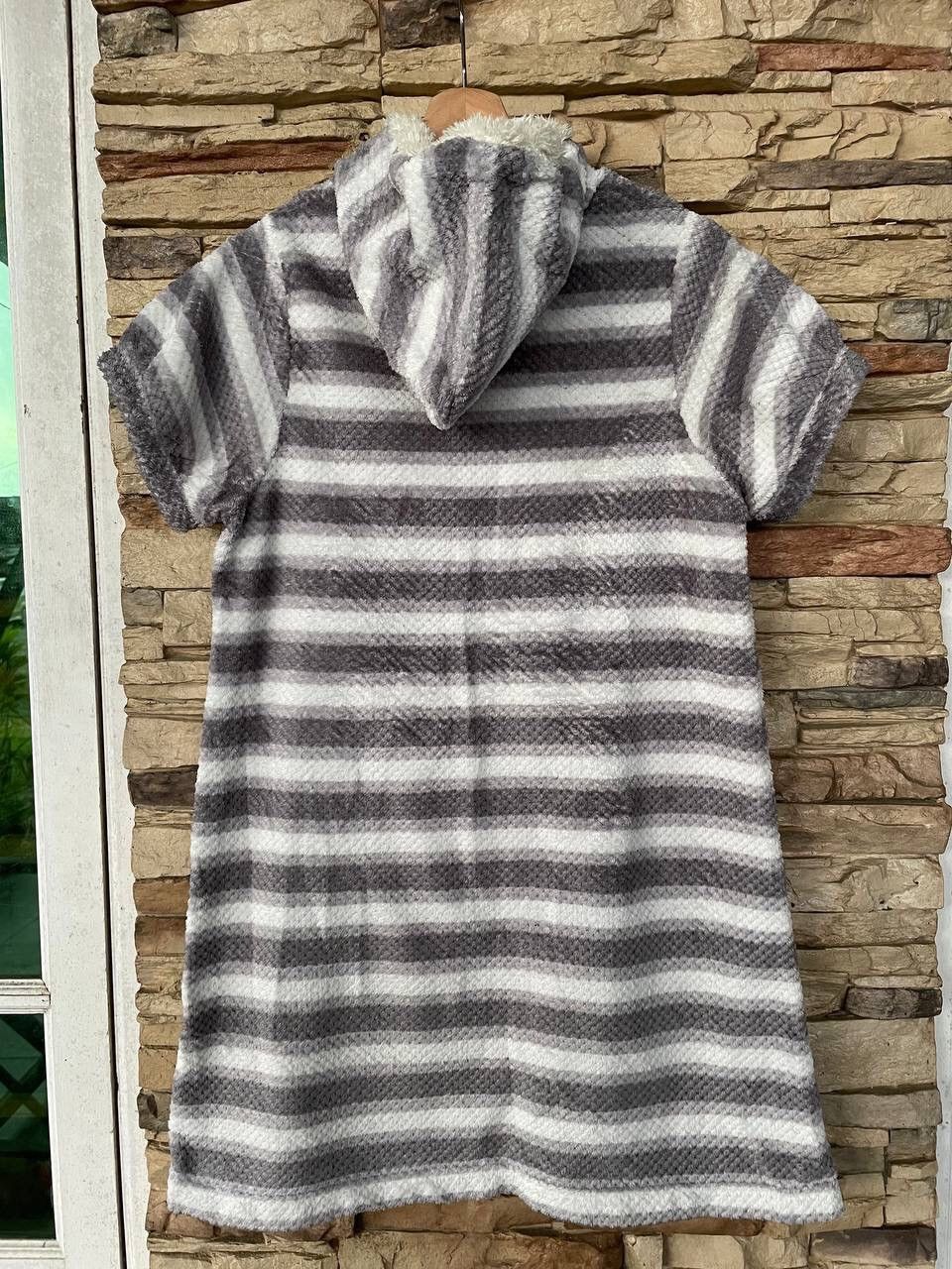 Vintage Dyukas Short Sleeves Stripes Fleece Hoodies Size M / US 6-8 / IT 42-44 - 2 Thumbnail