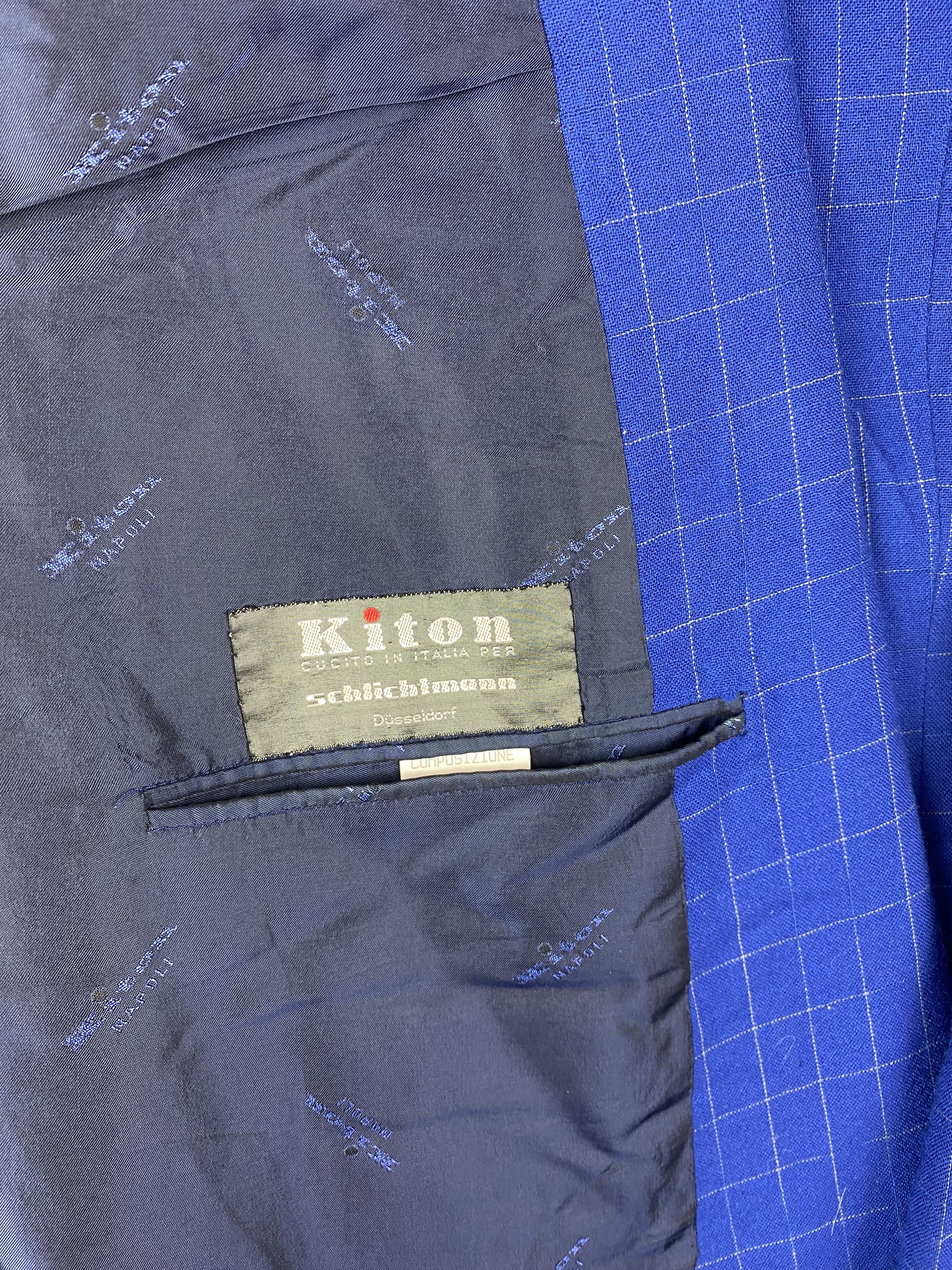 Kiton 90s KITON Blue 100% CASHMERE Distressed Suit Blazer M293 Size 54R - 5 Thumbnail
