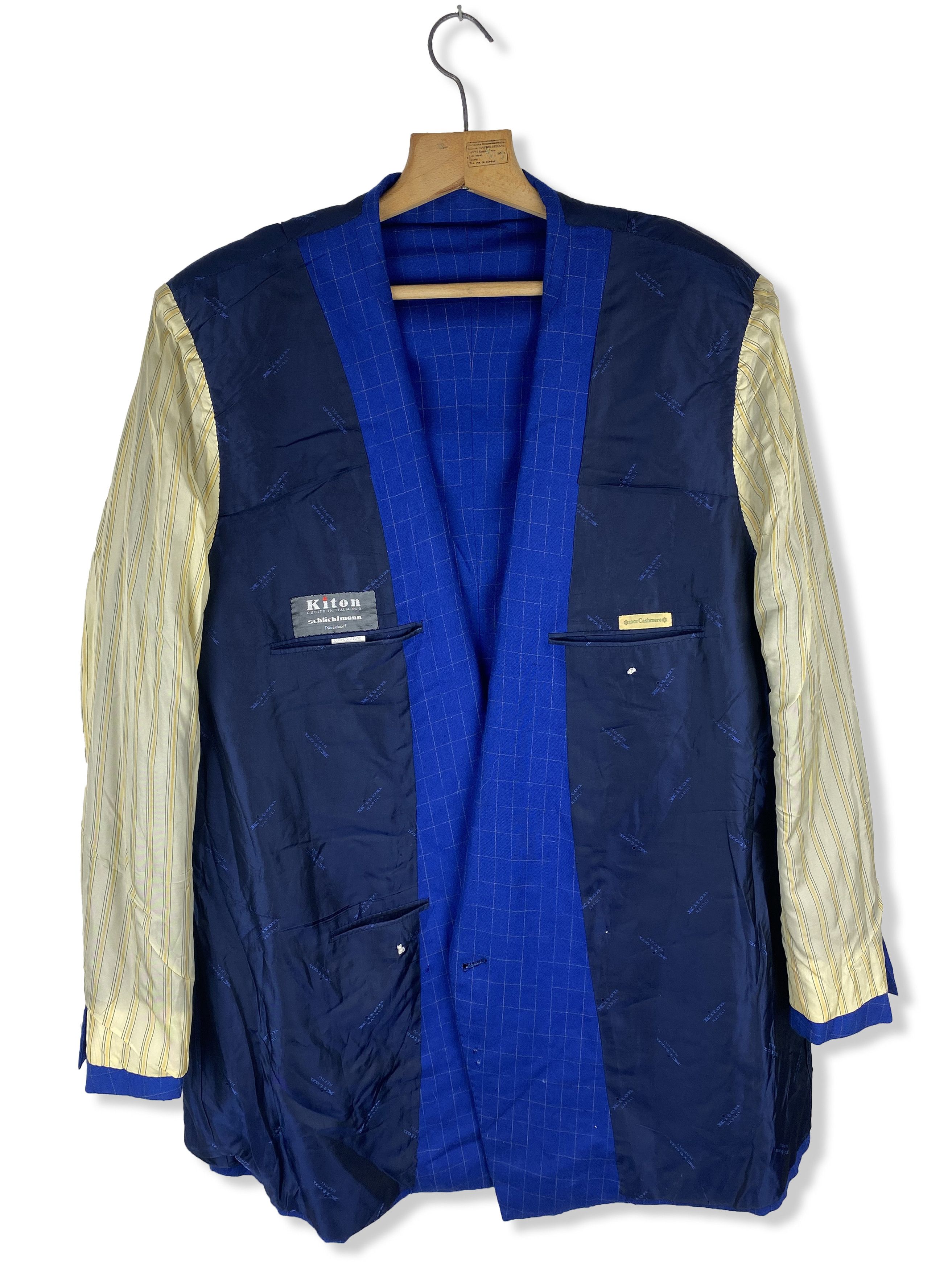 Kiton 90s KITON Blue 100% CASHMERE Distressed Suit Blazer M293 Size 54R - 11 Thumbnail