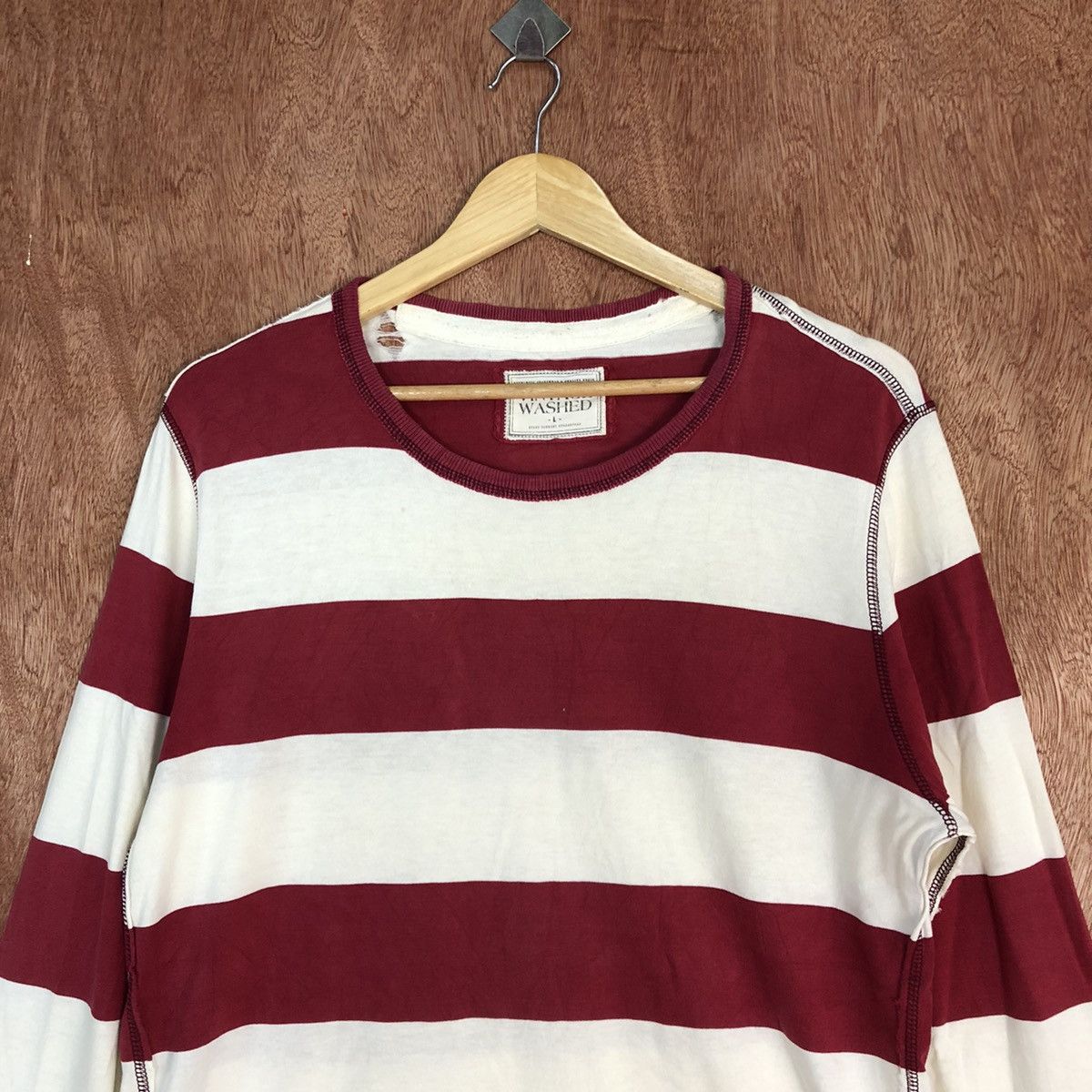 Homespun Knitwear Vintage Washed Stripe ripped distressed Knitwear #H109 Size US L / EU 52-54 / 3 - 2 Thumbnail