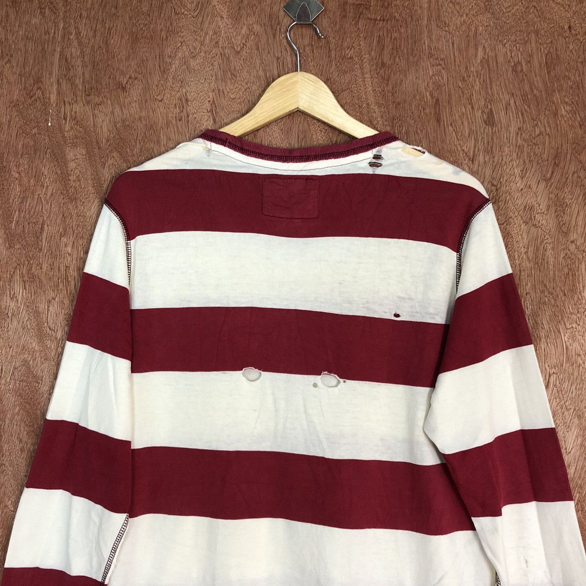 Homespun Knitwear Vintage Washed Stripe ripped distressed Knitwear #H109 Size US L / EU 52-54 / 3 - 12 Thumbnail