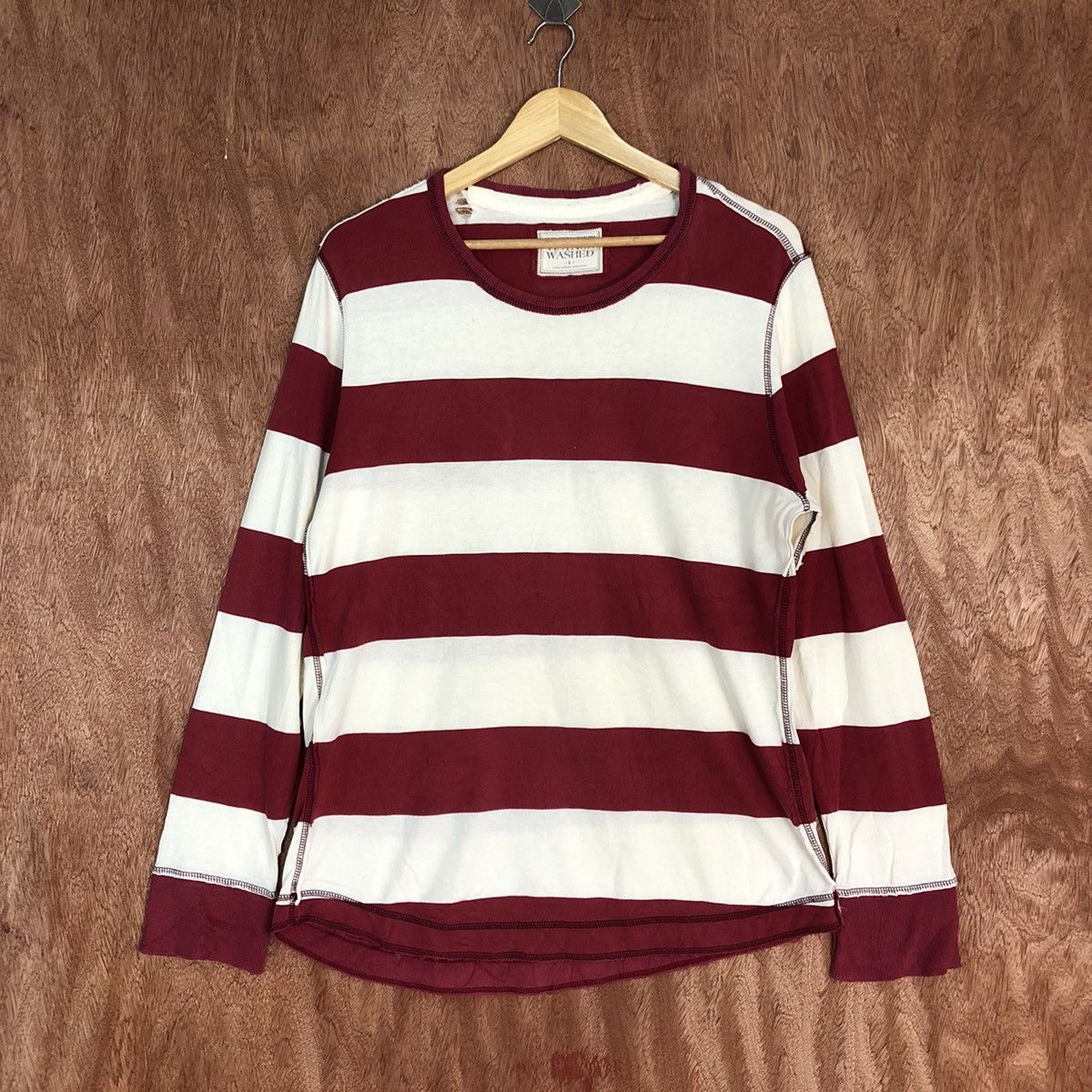Homespun Knitwear Vintage Washed Stripe ripped distressed Knitwear #H109 Size US L / EU 52-54 / 3 - 1 Thumbnail