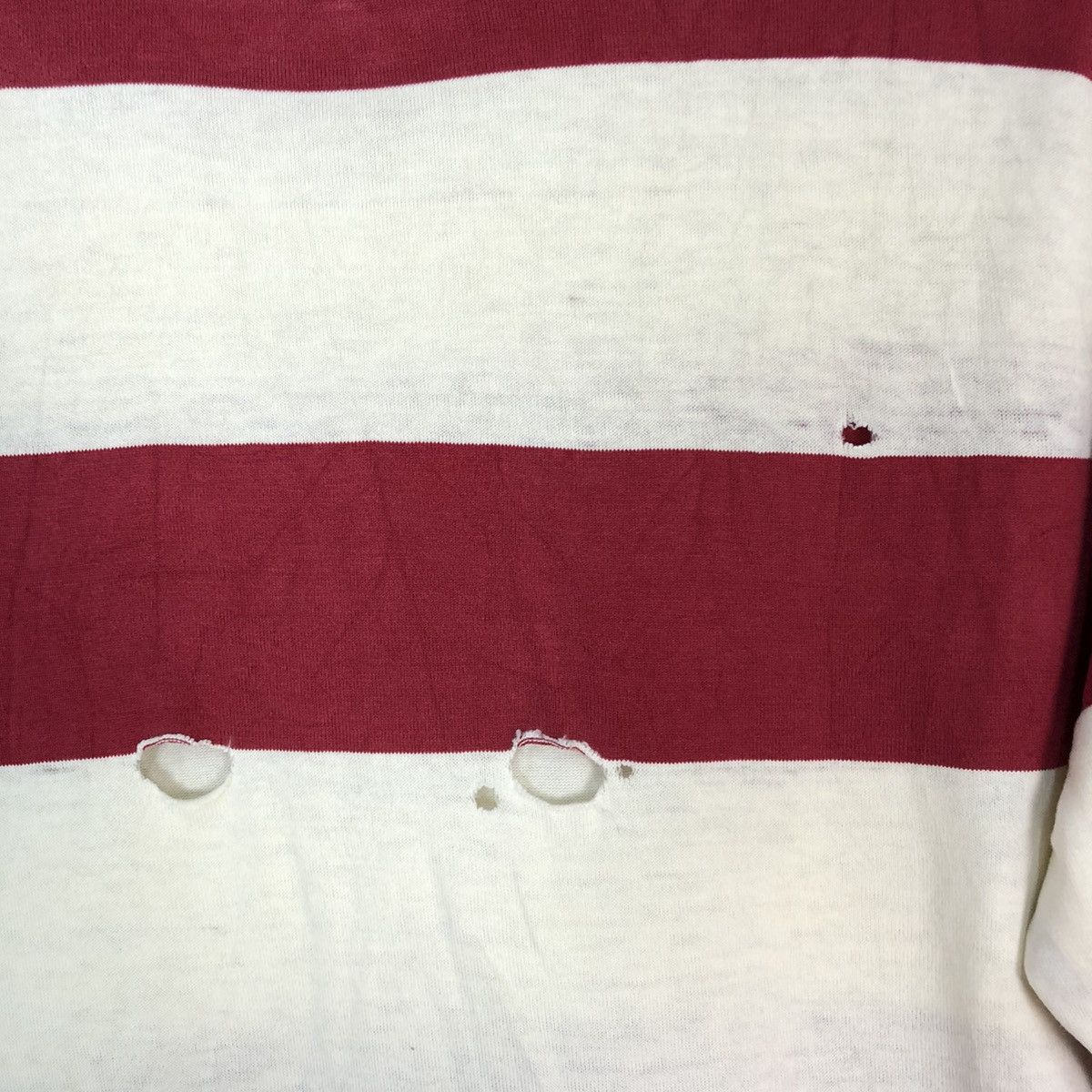 Homespun Knitwear Vintage Washed Stripe ripped distressed Knitwear #H109 Size US L / EU 52-54 / 3 - 14 Thumbnail