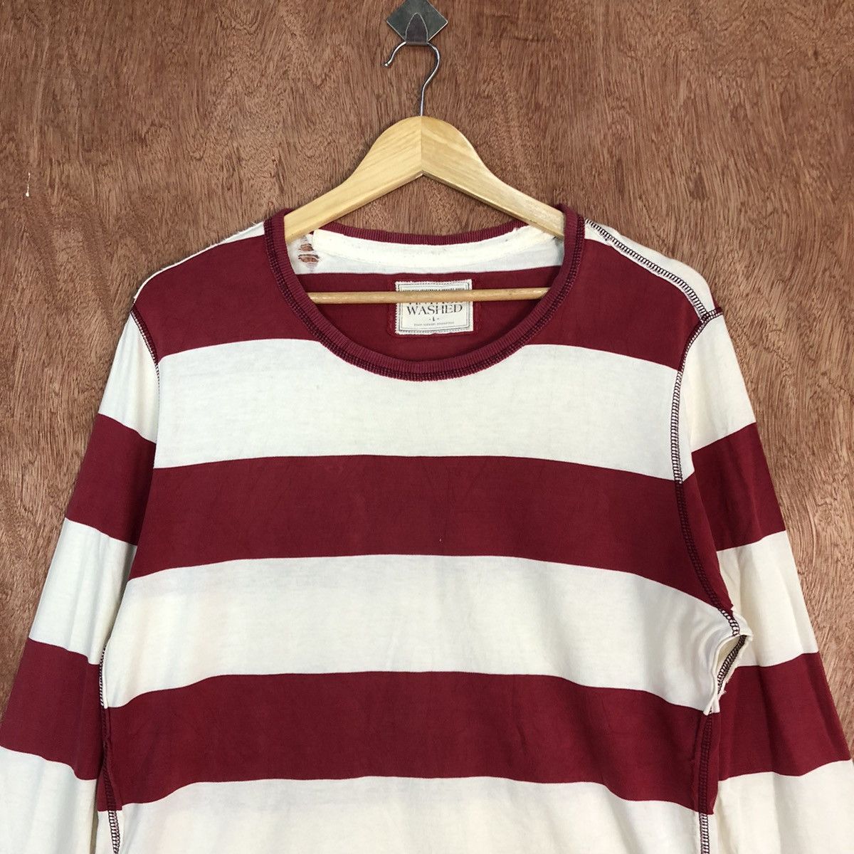 Homespun Knitwear Vintage Washed Stripe ripped distressed Knitwear #H109 Size US L / EU 52-54 / 3 - 9 Thumbnail