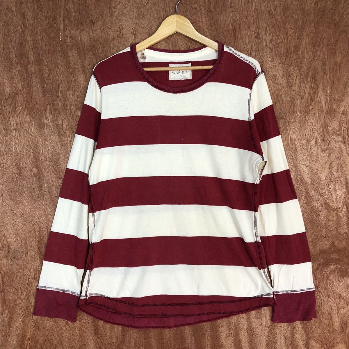 Homespun Knitwear Vintage Washed Stripe ripped distressed Knitwear #H109 Size US L / EU 52-54 / 3 - 3 Thumbnail