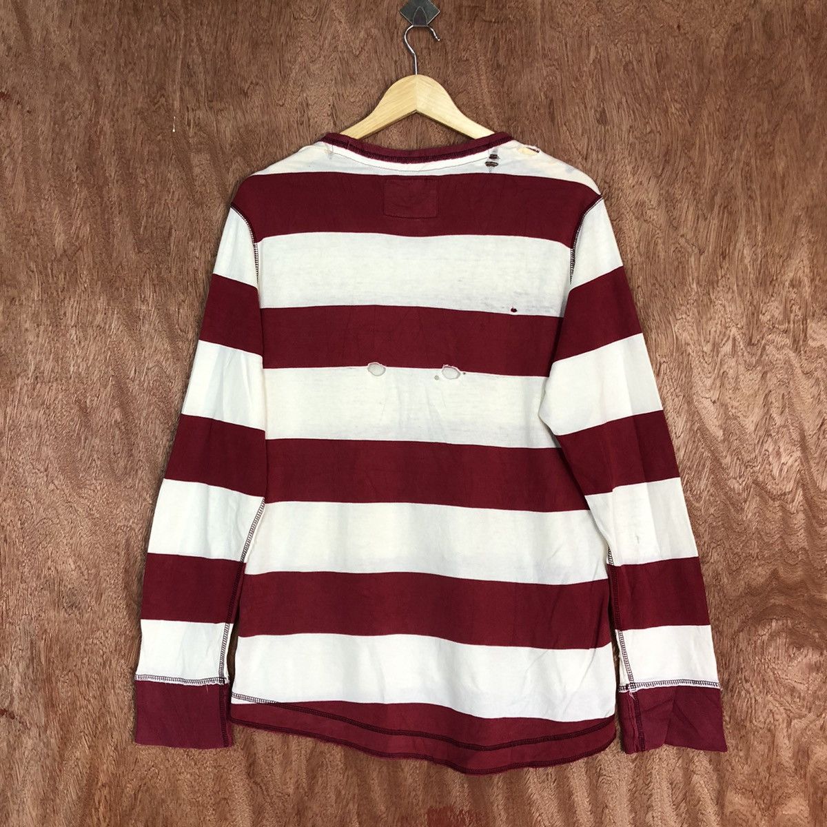 Homespun Knitwear Vintage Washed Stripe ripped distressed Knitwear #H109 Size US L / EU 52-54 / 3 - 11 Thumbnail