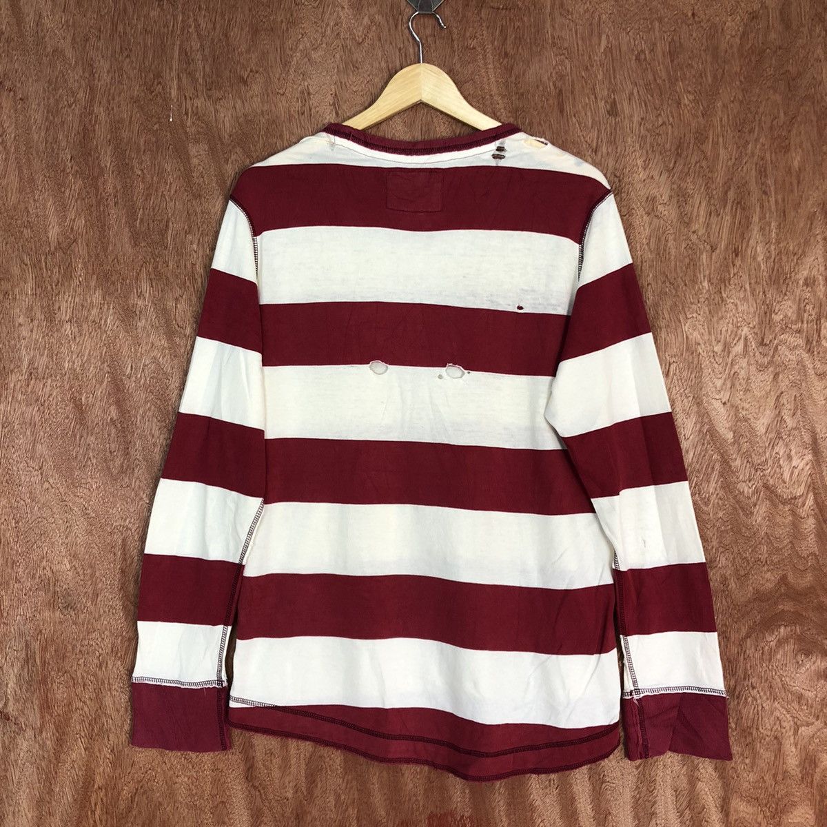 Homespun Knitwear Vintage Washed Stripe ripped distressed Knitwear #H109 Size US L / EU 52-54 / 3 - 13 Thumbnail