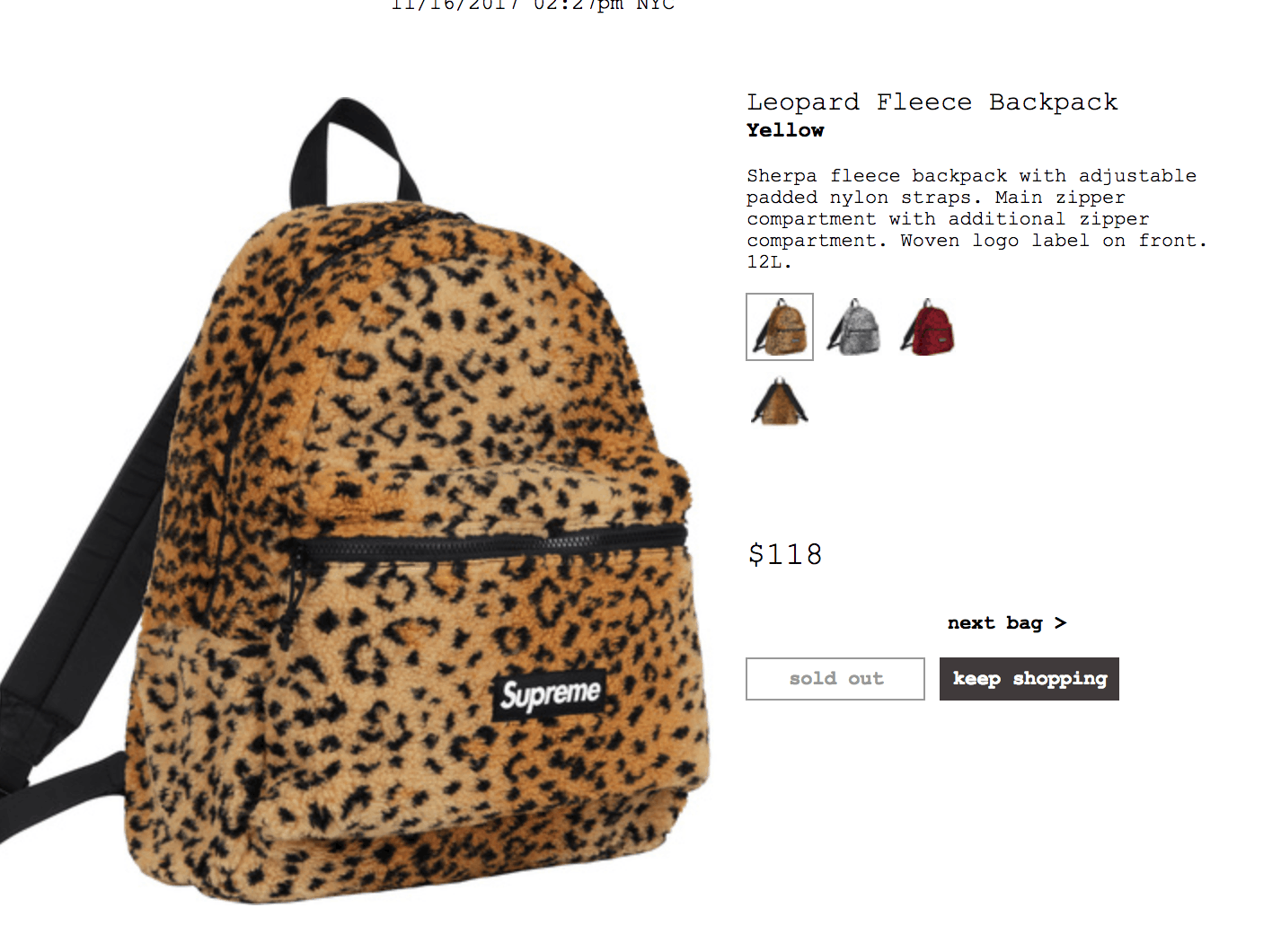 Supreme Leopard Supreme backpack Yellow | Grailed