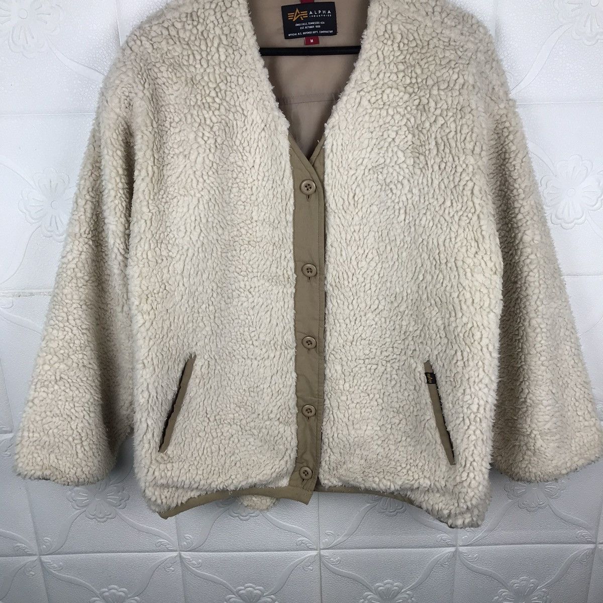 Alpha Industries × Designer × Vintage Vintage Alpha Industries Fleece Button Jacket Size US L / EU 52-54 / 3 - 3 Thumbnail