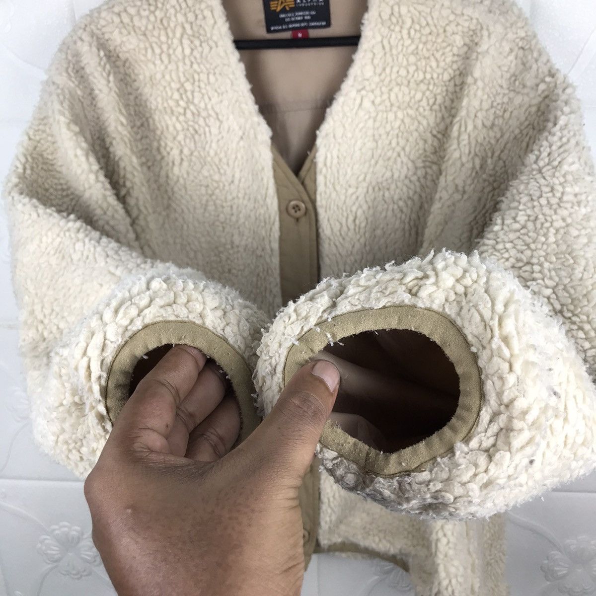 Alpha Industries × Designer × Vintage Vintage Alpha Industries Fleece Button Jacket Size US L / EU 52-54 / 3 - 5 Thumbnail