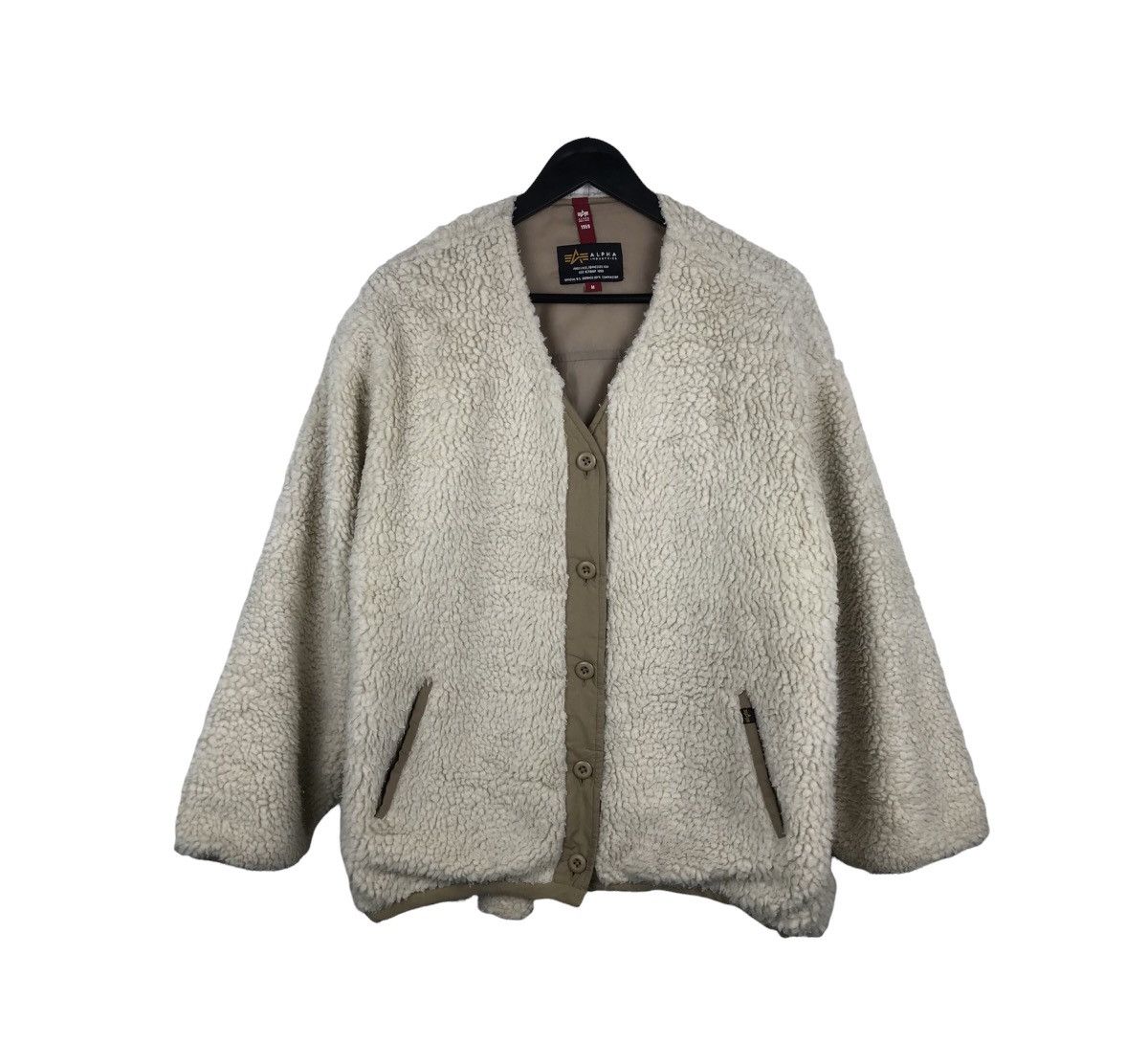 Alpha Industries × Designer × Vintage Vintage Alpha Industries Fleece Button Jacket Size US L / EU 52-54 / 3 - 1 Thumbnail
