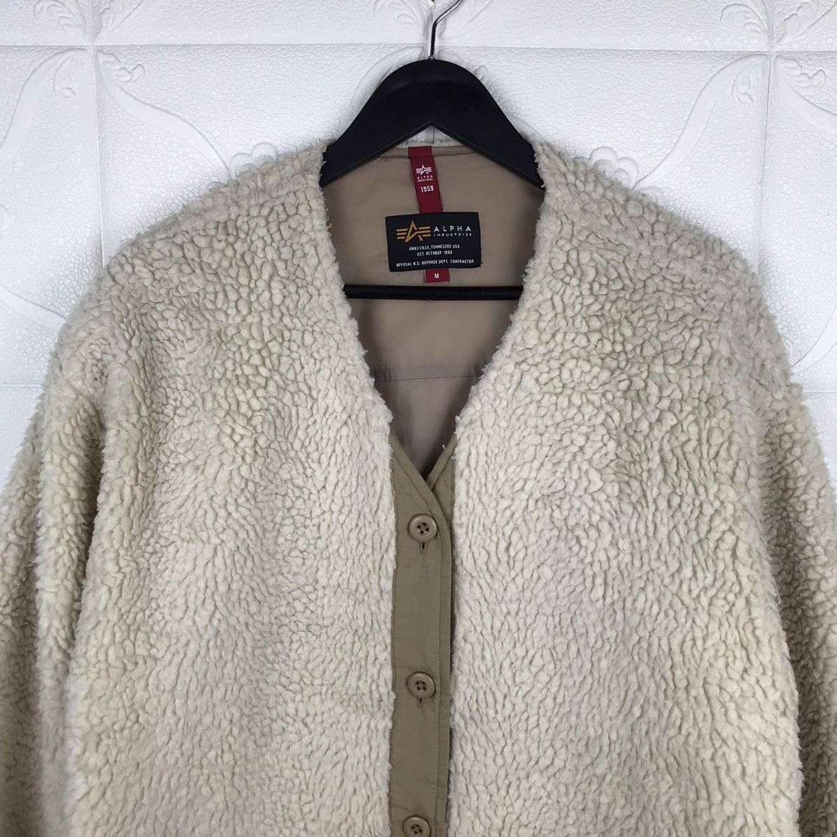 Alpha Industries × Designer × Vintage Vintage Alpha Industries Fleece Button Jacket Size US L / EU 52-54 / 3 - 2 Thumbnail