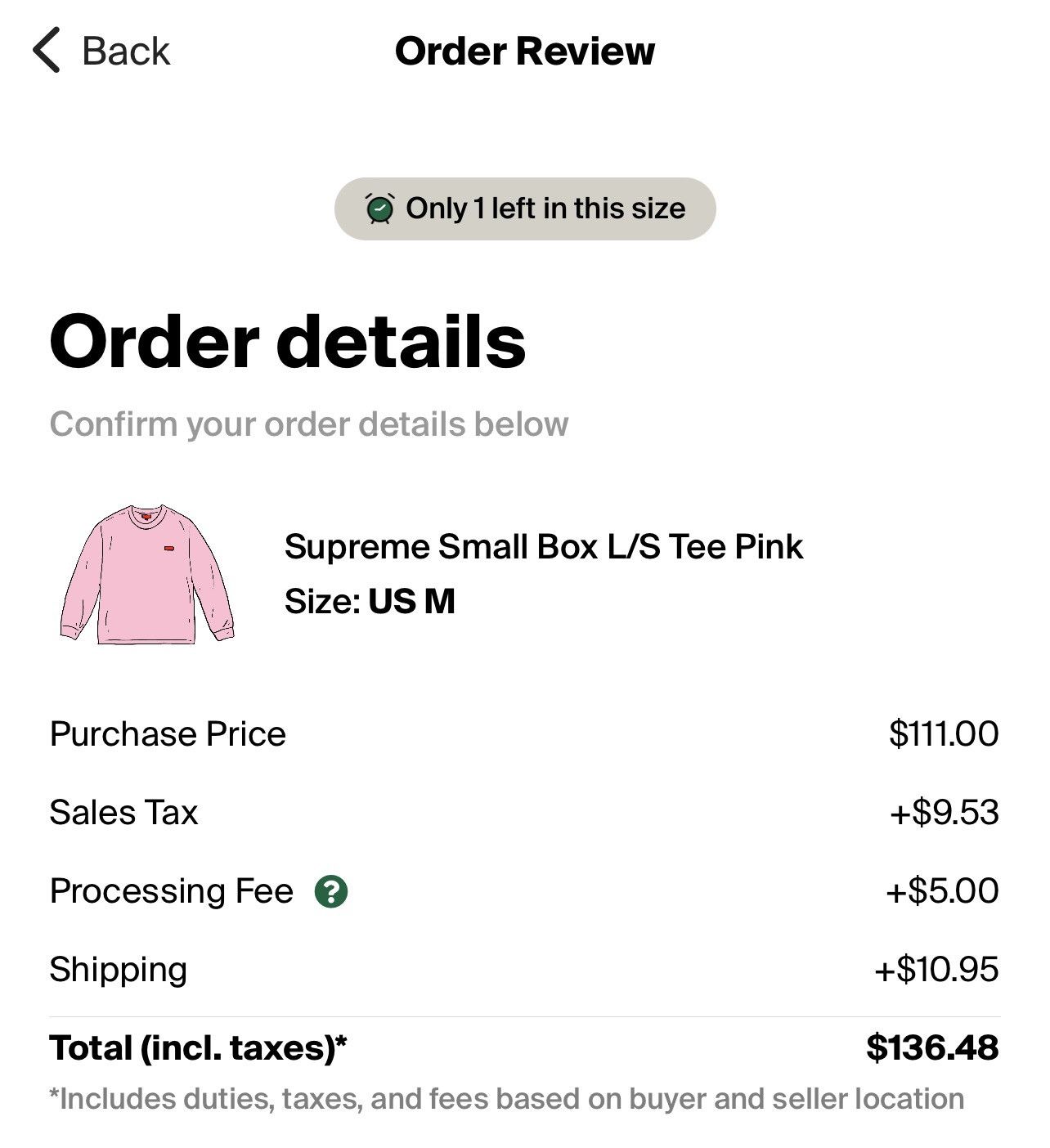 BRAND NEW Supreme Small Box L/S Tee Pink Sz. Medium