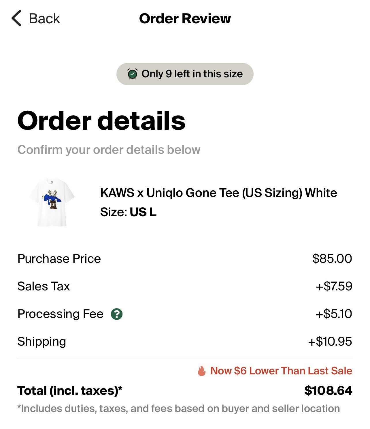 KAWS x Uniqlo Gone Tee (US Sizing) White Sz. Large
