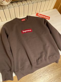 Supreme Box Logo Brown Crewneck | Grailed