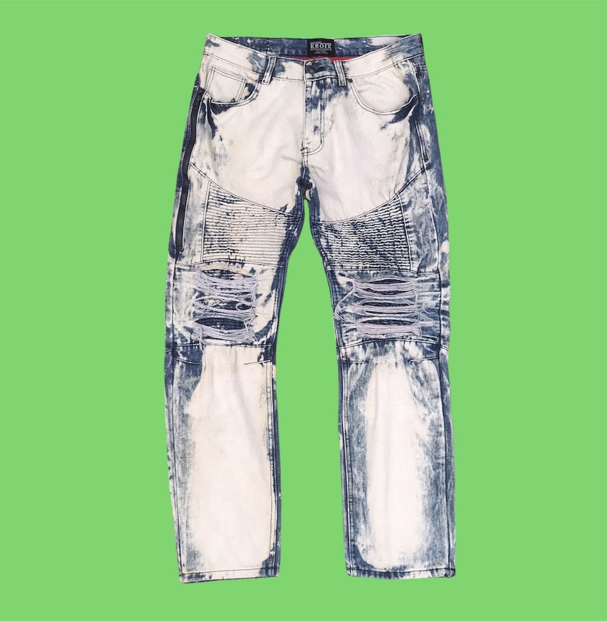 Brand Kroix Trashed Bleach distressed bikers balmain style