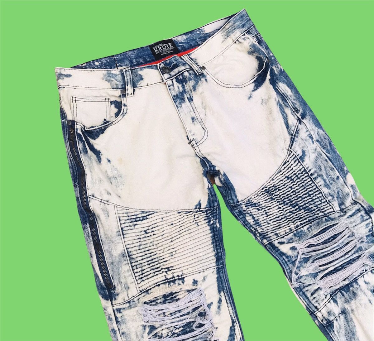 Japanese Brand Brand Kroix Trashed Bleach distressed bikers balmain style Size US 36 / EU 52 - 5 Thumbnail