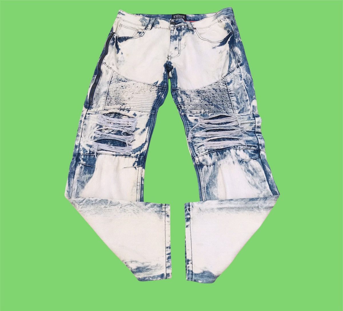 Japanese Brand Brand Kroix Trashed Bleach distressed bikers balmain style Size US 36 / EU 52 - 3 Thumbnail
