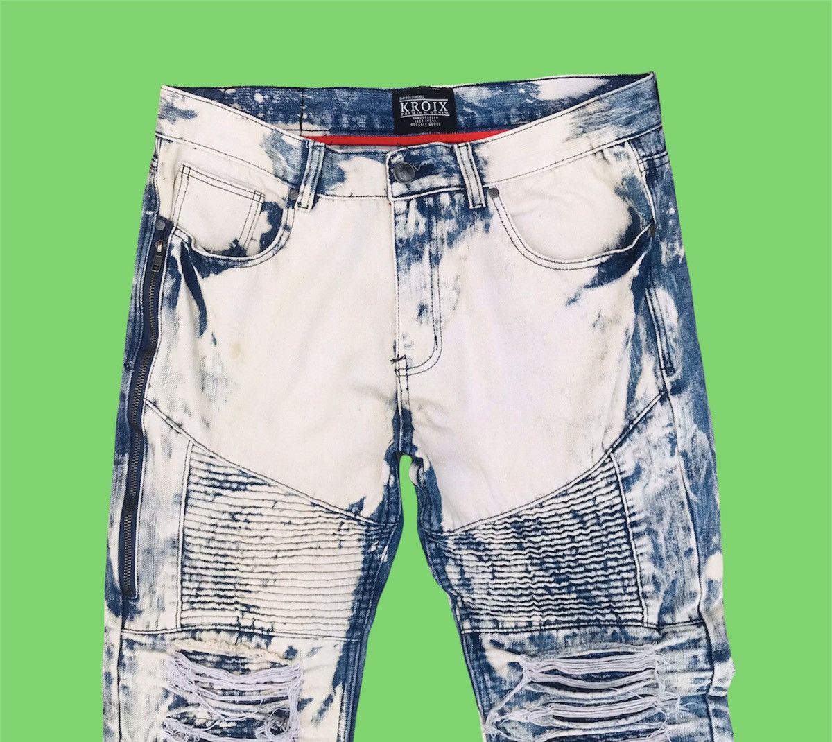 Japanese Brand Brand Kroix Trashed Bleach distressed bikers balmain style Size US 36 / EU 52 - 6 Thumbnail