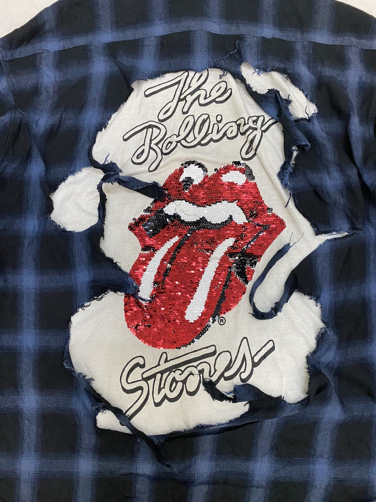 Band Tees × The Rolling Stones Rare The Rolling Stones Distressed Style Flannel Size US L / EU 52-54 / 3 - 8 Thumbnail