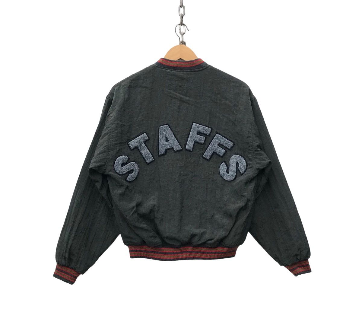 image of Kearny House Staffs Bombers Varsity Jacket in Dark Green, Men's (Size Medium)
