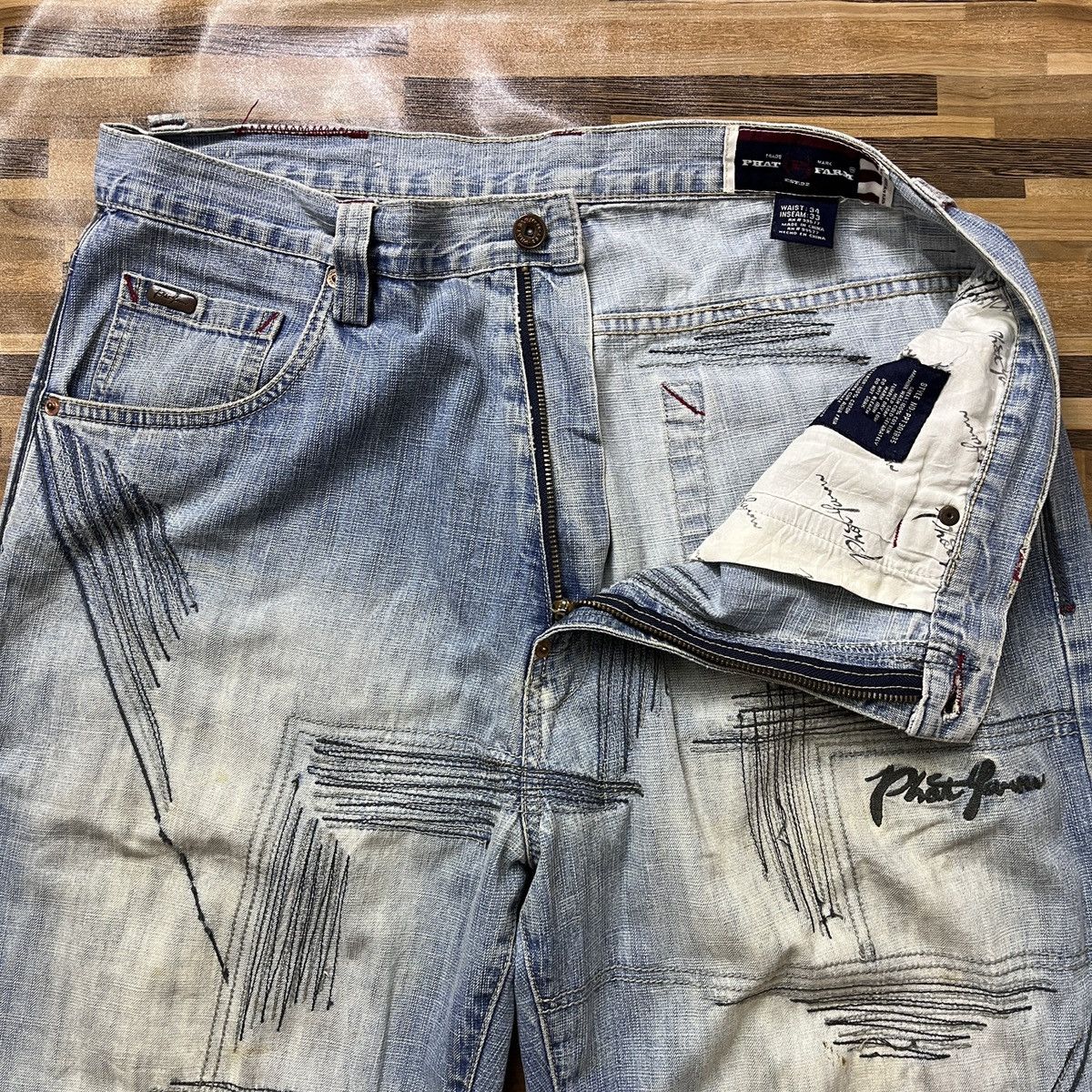 Phat Farm × Vintage Seditionaries Skategang Phat Farm Baggy Denim Jeans Vintage Size US 36 / EU 52 - 9 Thumbnail