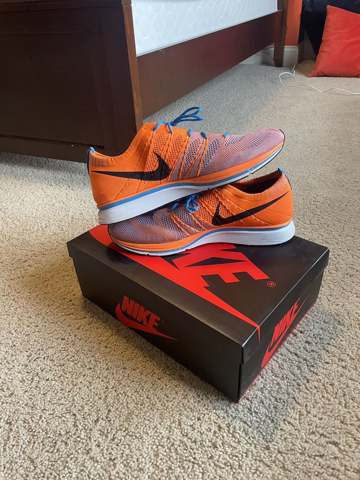 Nike Flyknit Trainer+ Total Orange Blue Glow