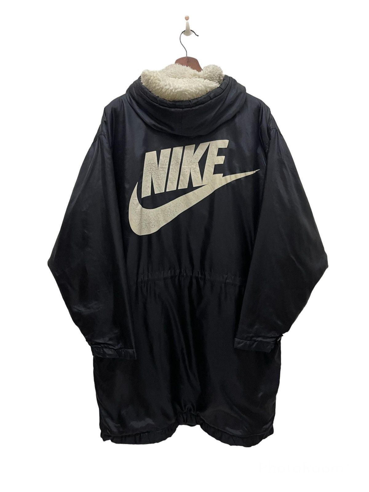 Nike Vintage 90’s NIKE Swoosh Shearling Long Jacket Hoodies Size US L / EU 52-54 / 3 - 1 Thumbnail