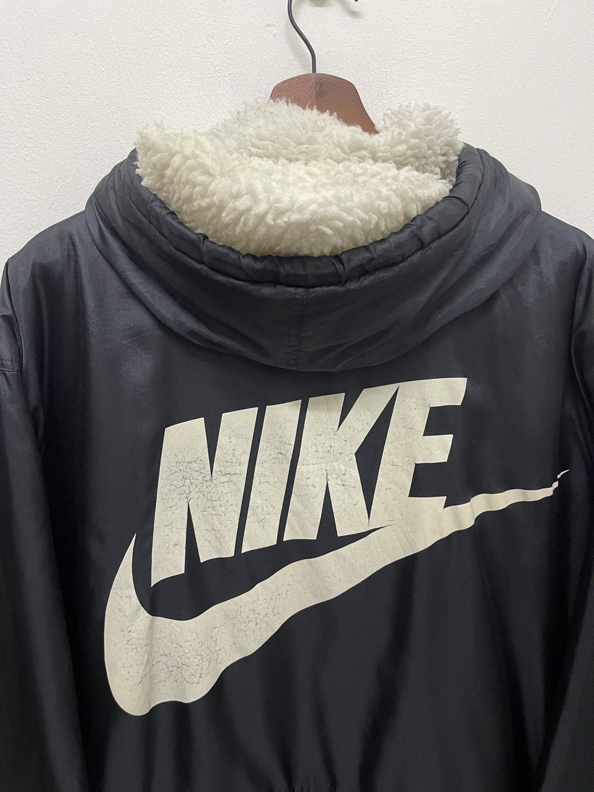 Nike Vintage 90’s NIKE Swoosh Shearling Long Jacket Hoodies Size US L / EU 52-54 / 3 - 3 Thumbnail