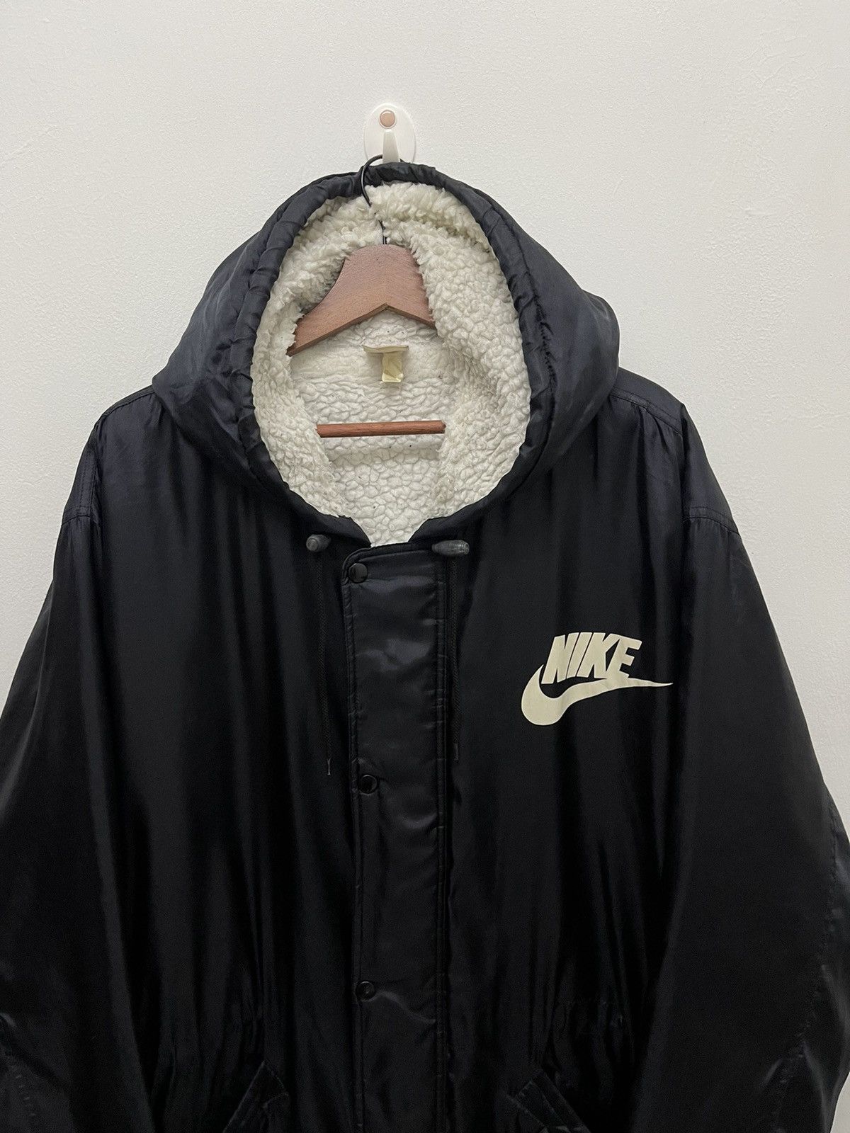 Nike Vintage 90’s NIKE Swoosh Shearling Long Jacket Hoodies Size US L / EU 52-54 / 3 - 4 Thumbnail