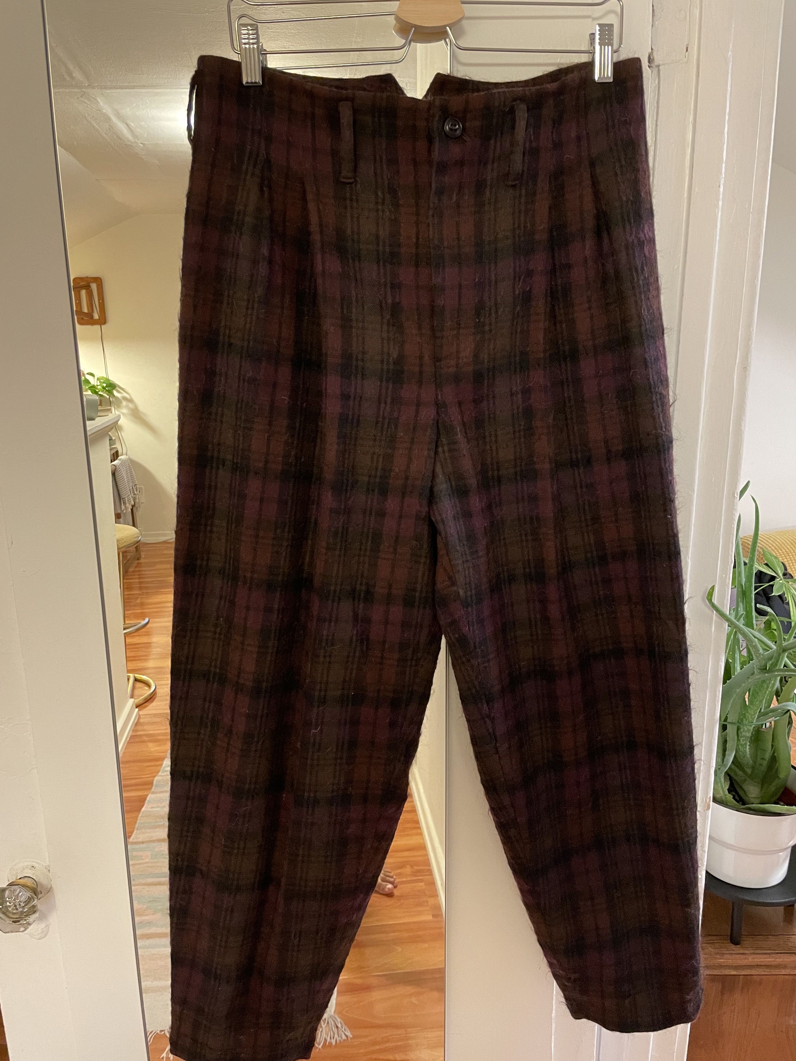 Pleated Pant Maroon Plaid Pants Burgundy Plaid Limited-edition