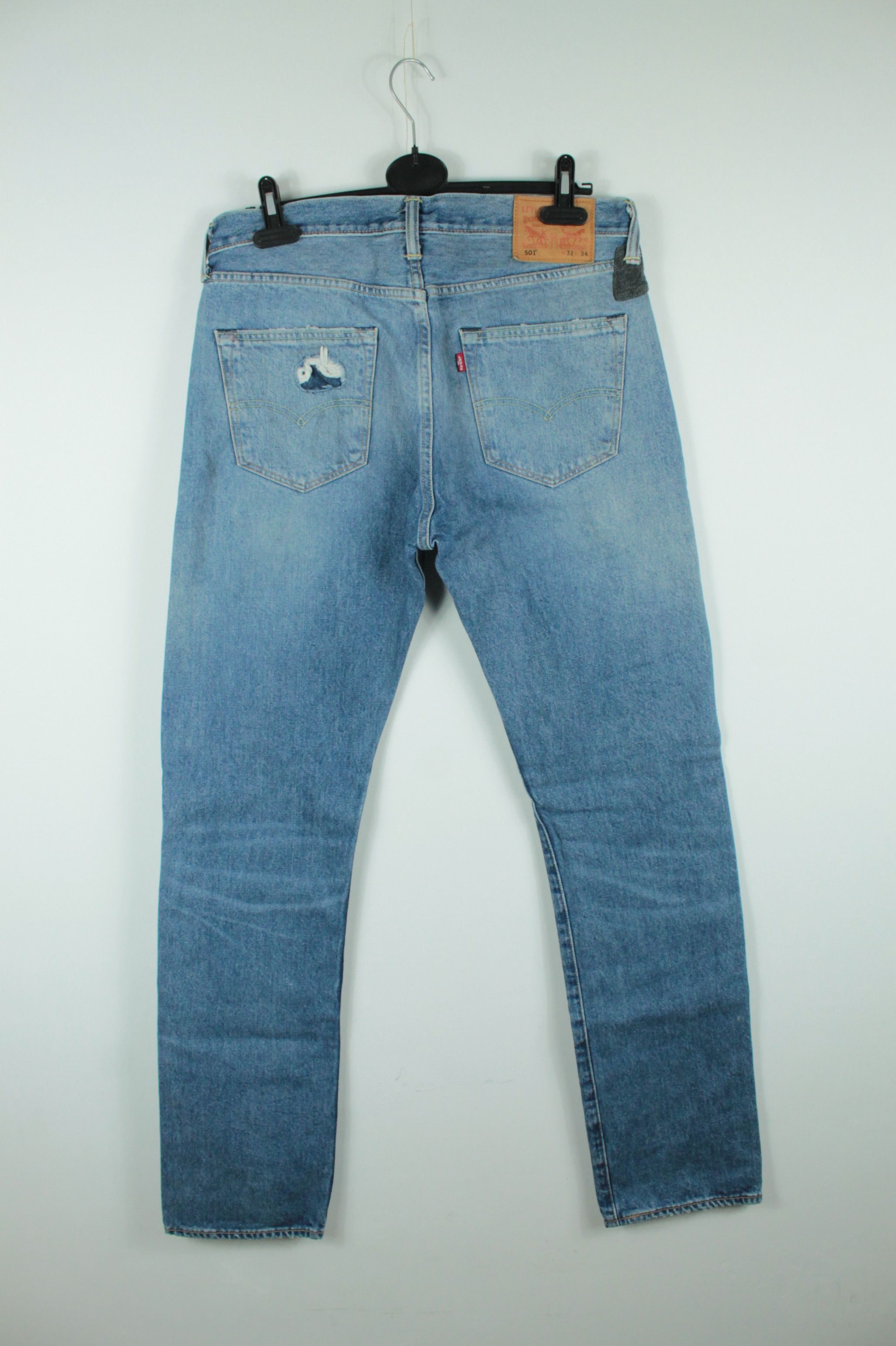 Levi's Levi's 501 Original Fit Distressed Blue Denim Straight Jeans Size US 32 / EU 48 - 5 Thumbnail