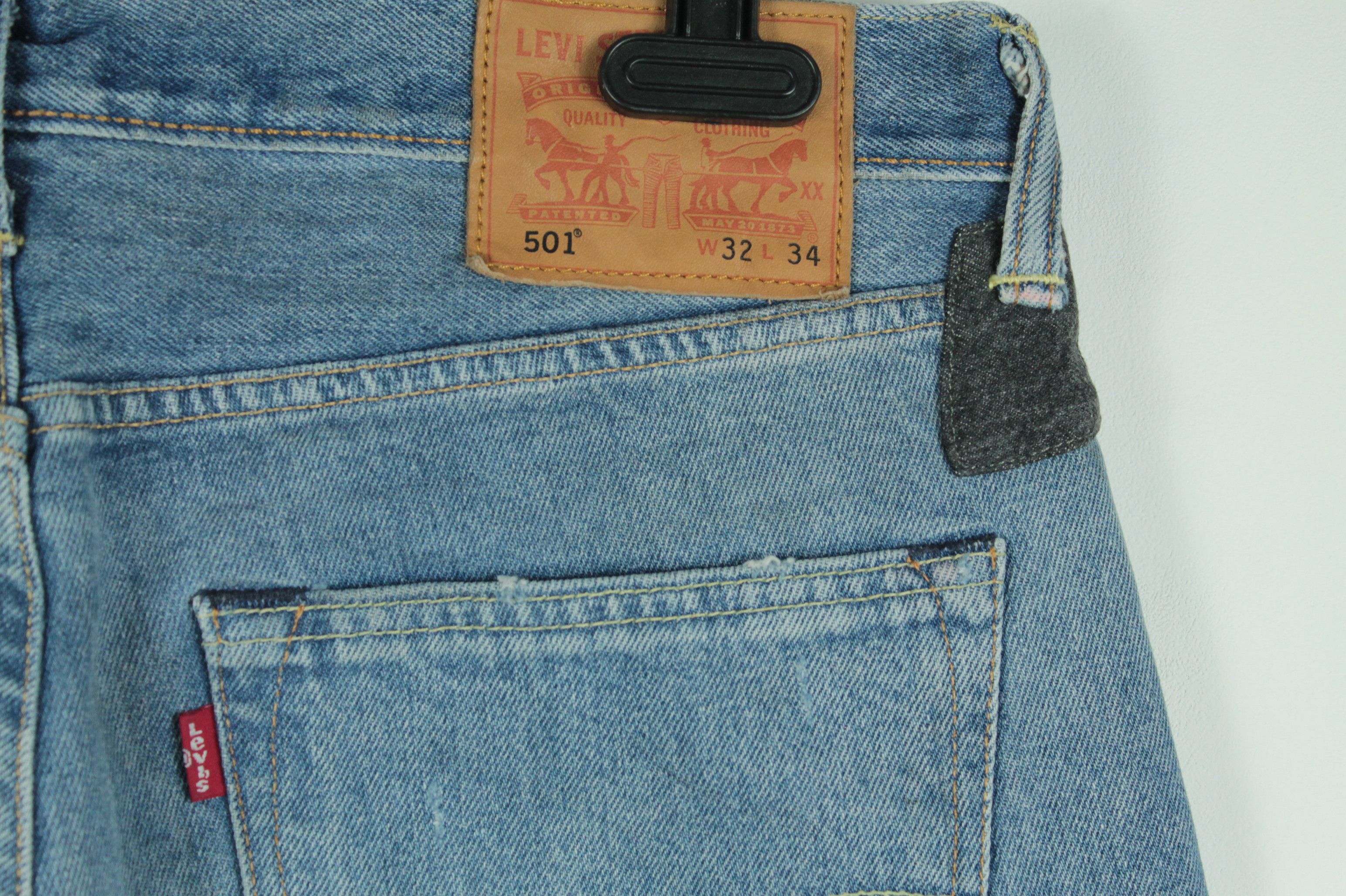Levi's Levi's 501 Original Fit Distressed Blue Denim Straight Jeans Size US 32 / EU 48 - 7 Thumbnail