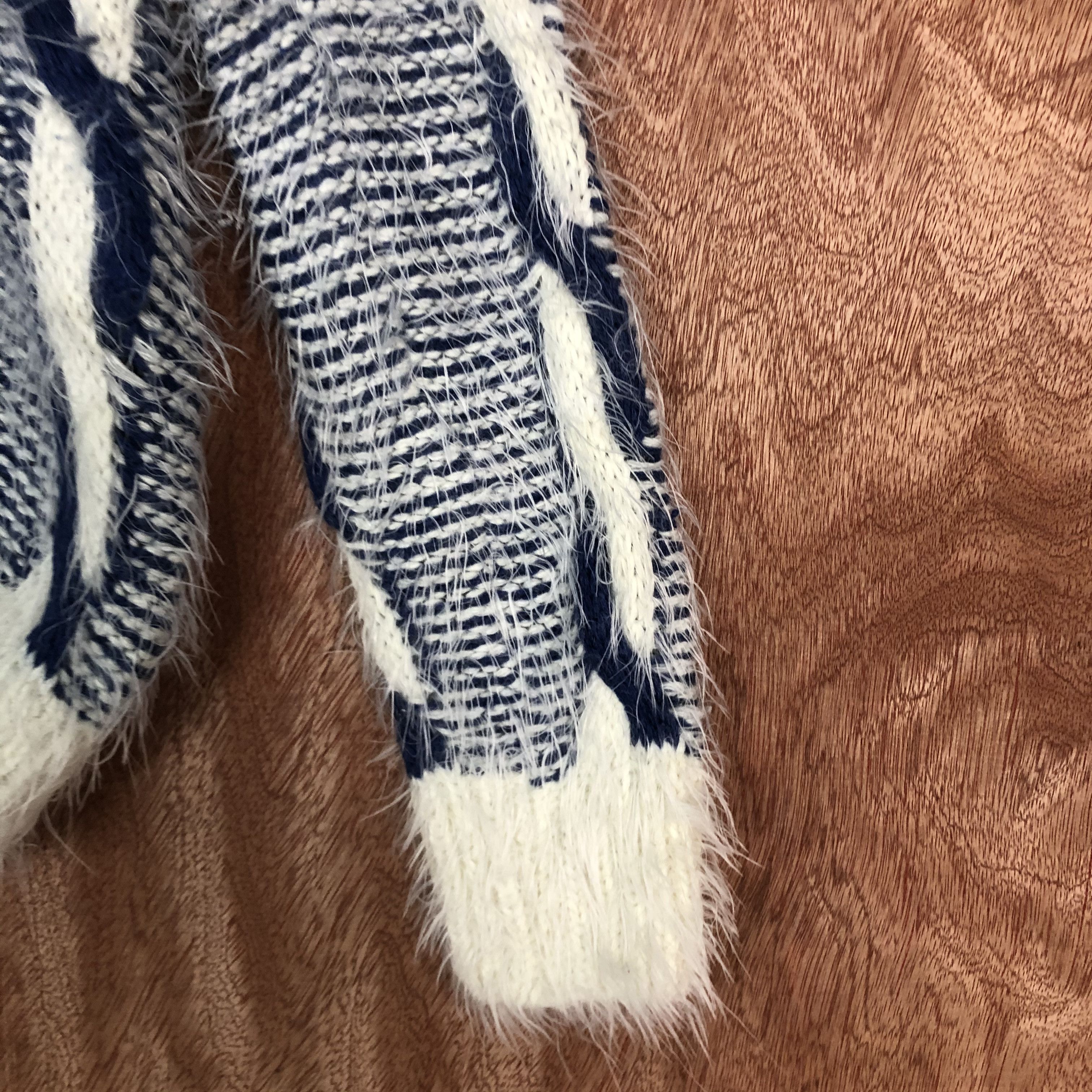 Homespun Knitwear DLL Deco White Purple Mohair shag shaggy fur KNitwear #c540 Size M / US 6-8 / IT 42-44 - 3 Thumbnail