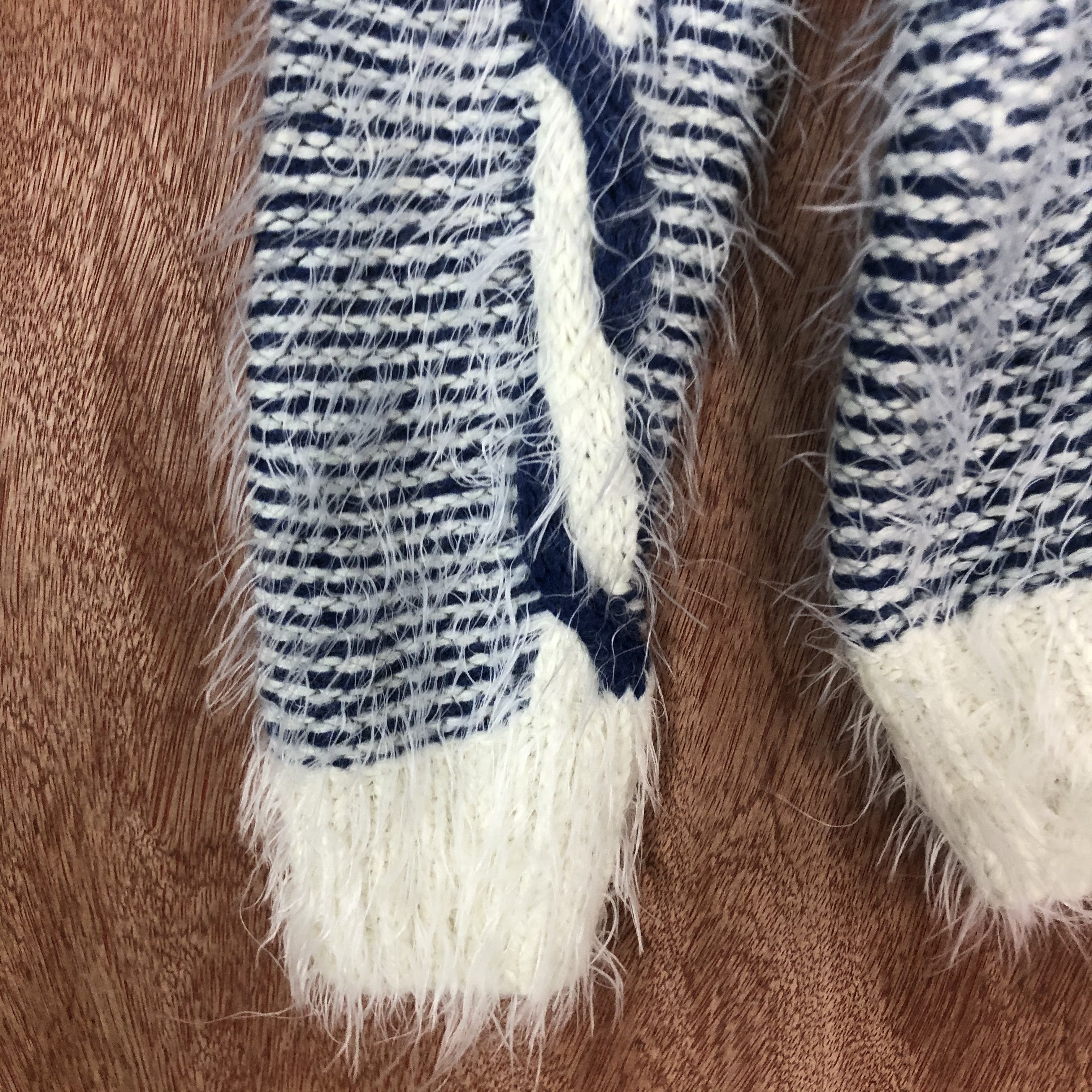 Homespun Knitwear DLL Deco White Purple Mohair shag shaggy fur KNitwear #c540 Size M / US 6-8 / IT 42-44 - 6 Thumbnail