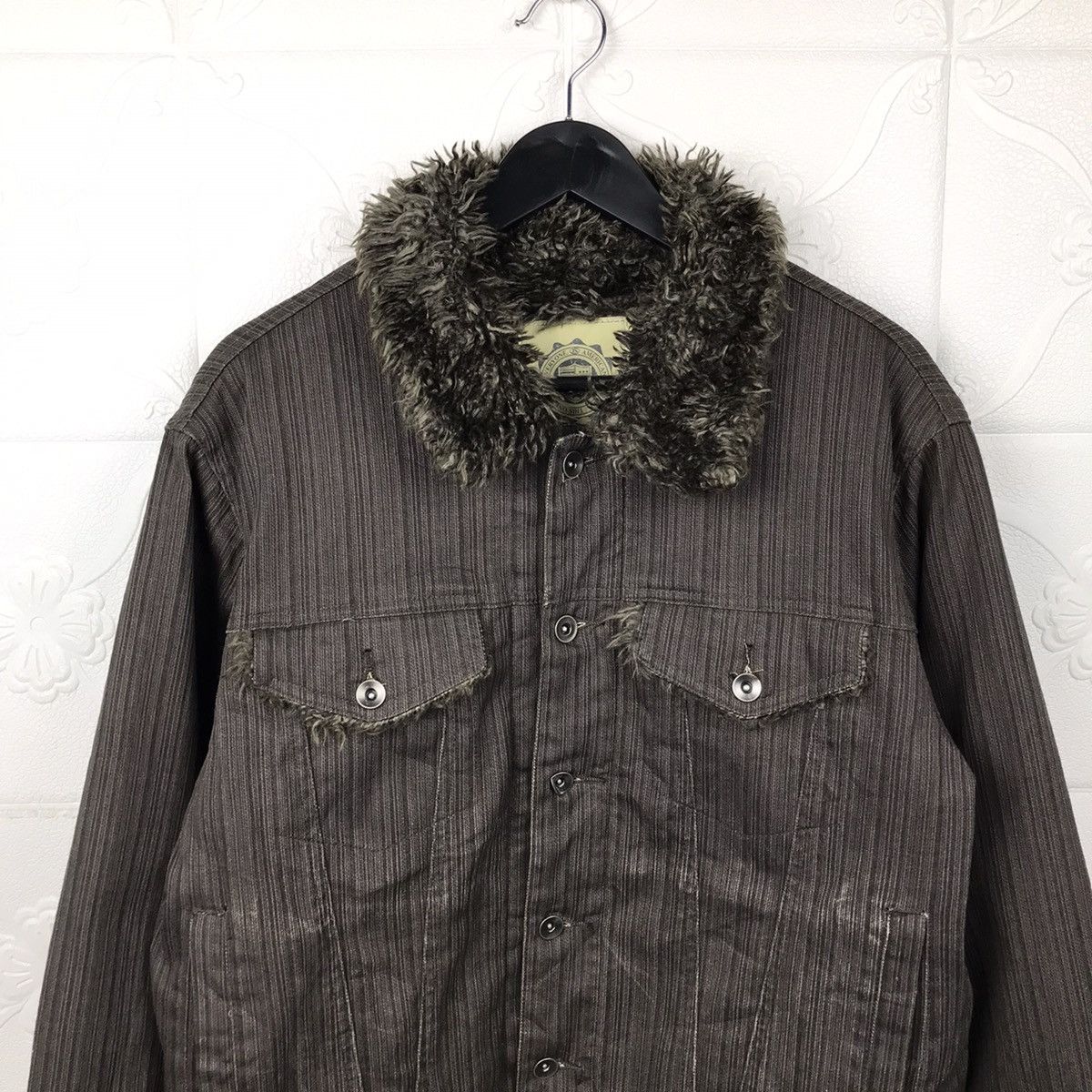 Designer × Japanese Brand × Vintage Vintage Japanese Jungle Storm Sherpa Stripe Denim Jacket Size US M / EU 48-50 / 2 - 2 Thumbnail