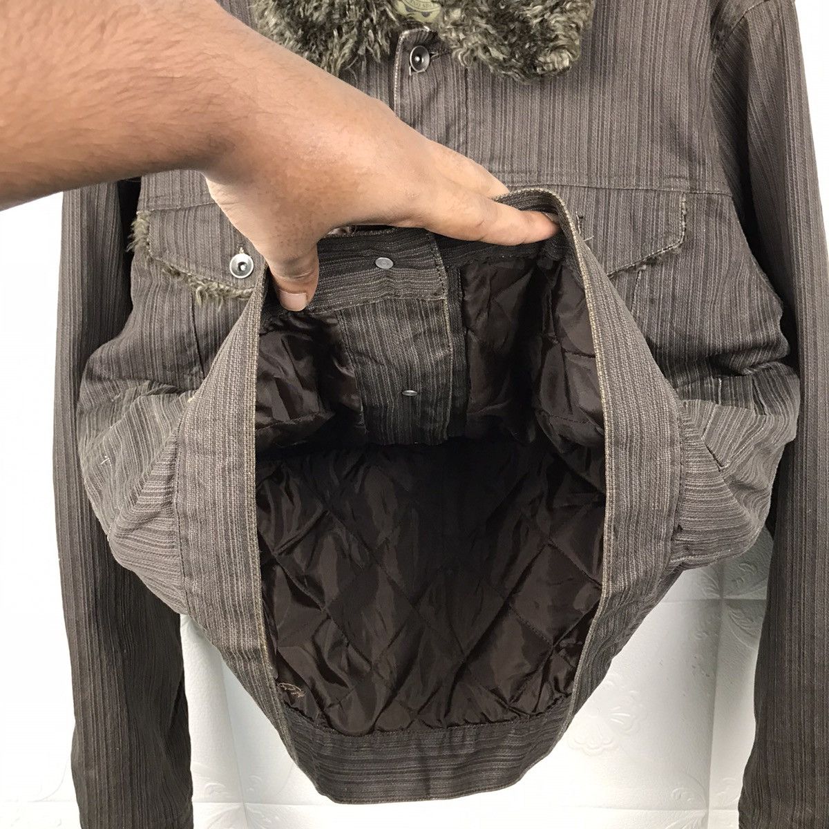 Designer × Japanese Brand × Vintage Vintage Japanese Jungle Storm Sherpa Stripe Denim Jacket Size US M / EU 48-50 / 2 - 6 Thumbnail