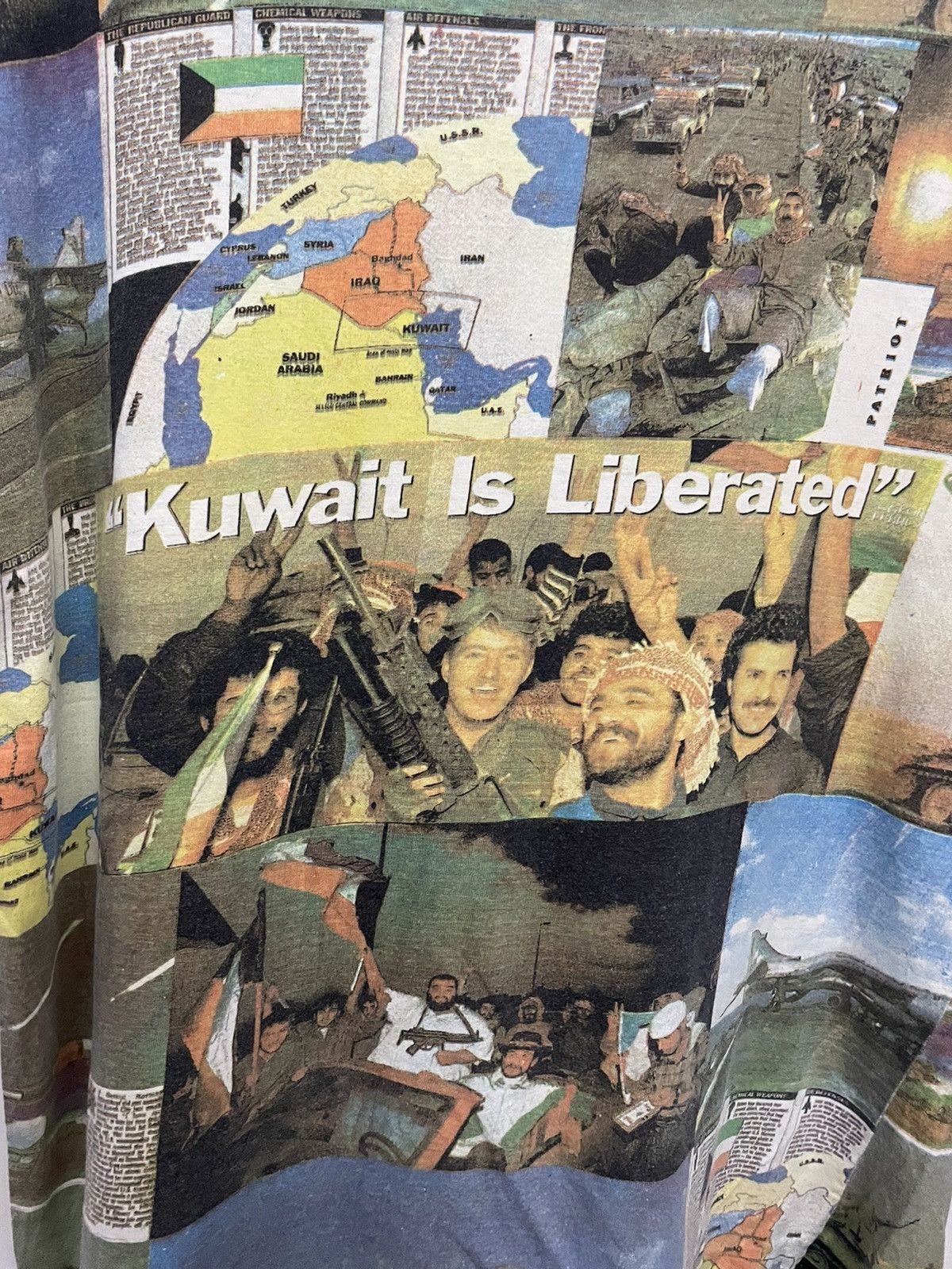 Vintage Kuwait is Liberated Conflict Overprint Tee Shirt