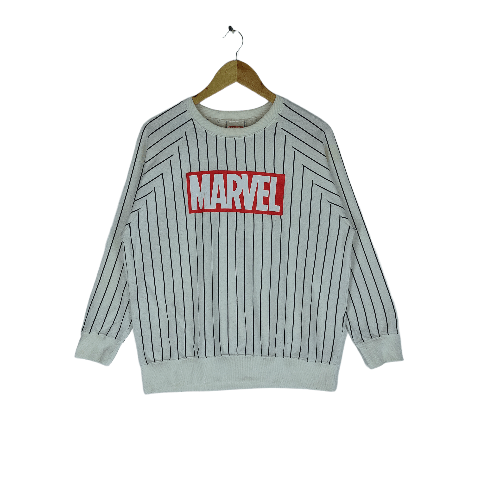 Marvel Comics MARVEL STRIPE SWEATSHIRT Big Spellout Logo White Size US L / EU 52-54 / 3 - 1 Thumbnail