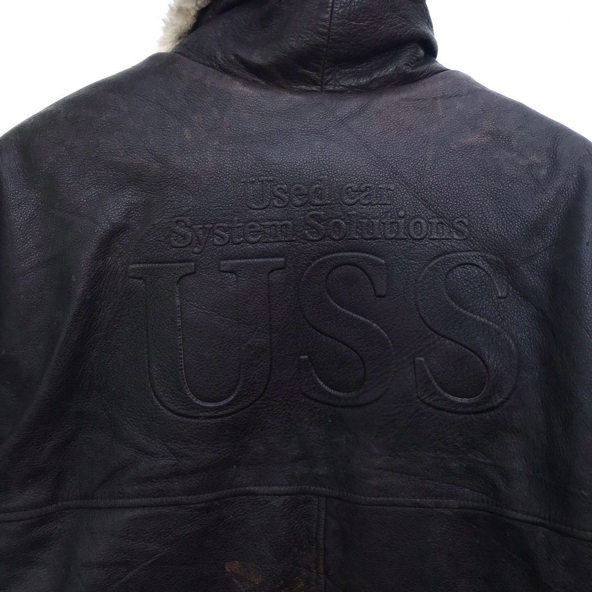 Genuine Leather Vintage Mitsukoshi USS BigLogo Zipper Leather Jacket Size US L / EU 52-54 / 3 - 7 Thumbnail