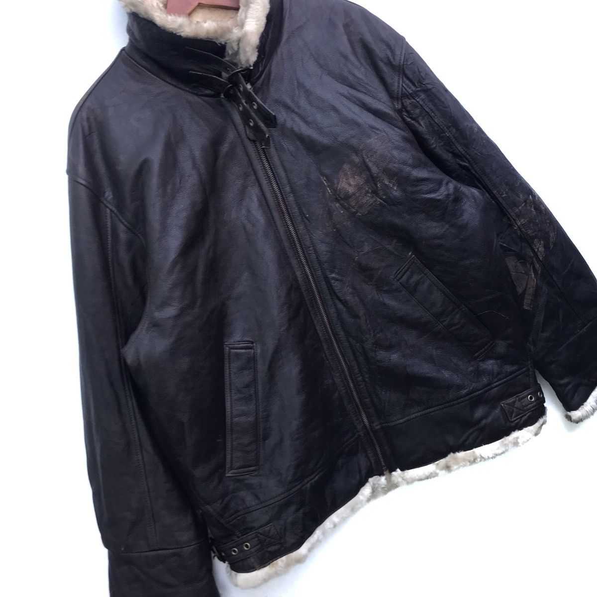 Genuine Leather Vintage Mitsukoshi USS BigLogo Zipper Leather Jacket Size US L / EU 52-54 / 3 - 2 Thumbnail