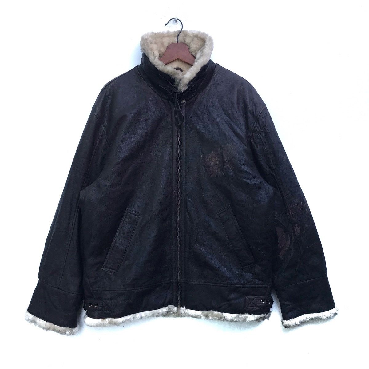 Genuine Leather Vintage Mitsukoshi USS BigLogo Zipper Leather Jacket Size US L / EU 52-54 / 3 - 1 Thumbnail