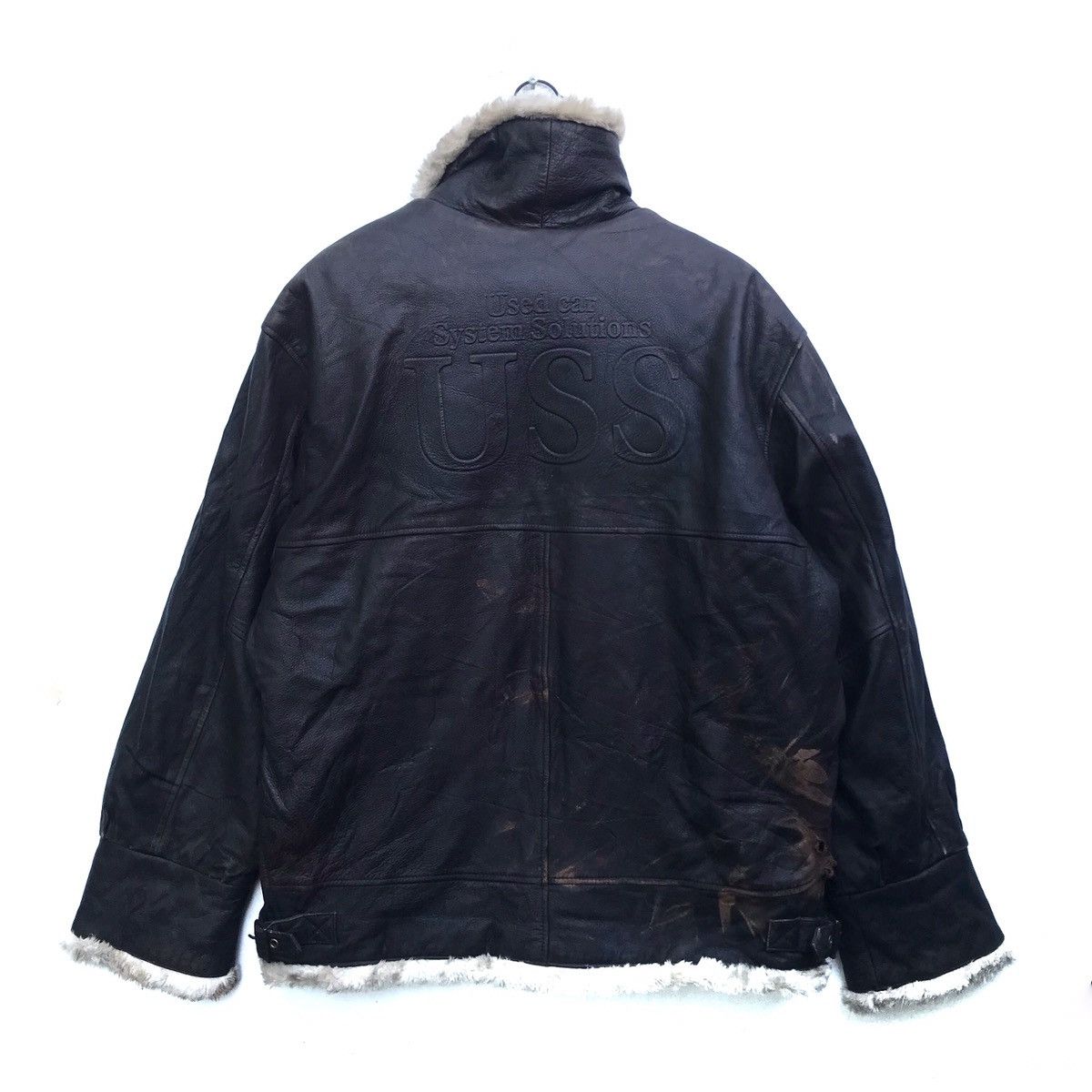 Genuine Leather Vintage Mitsukoshi USS BigLogo Zipper Leather Jacket Size US L / EU 52-54 / 3 - 6 Thumbnail