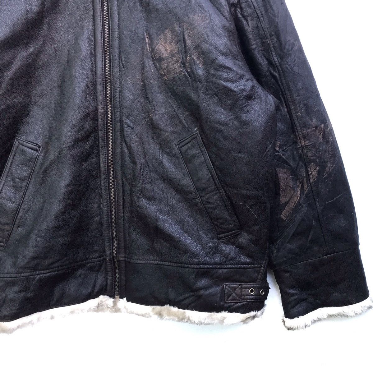 Genuine Leather Vintage Mitsukoshi USS BigLogo Zipper Leather Jacket Size US L / EU 52-54 / 3 - 4 Thumbnail