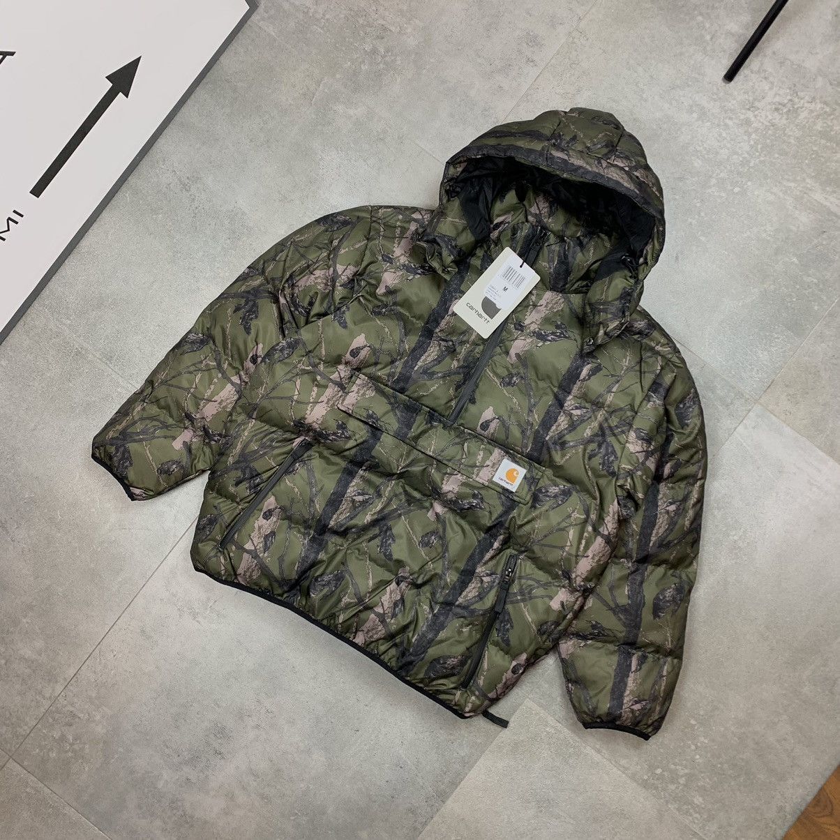 image of Carhartt Anorak Puffer Jacket M Moro Green Streetwear, Men's (Size Medium)