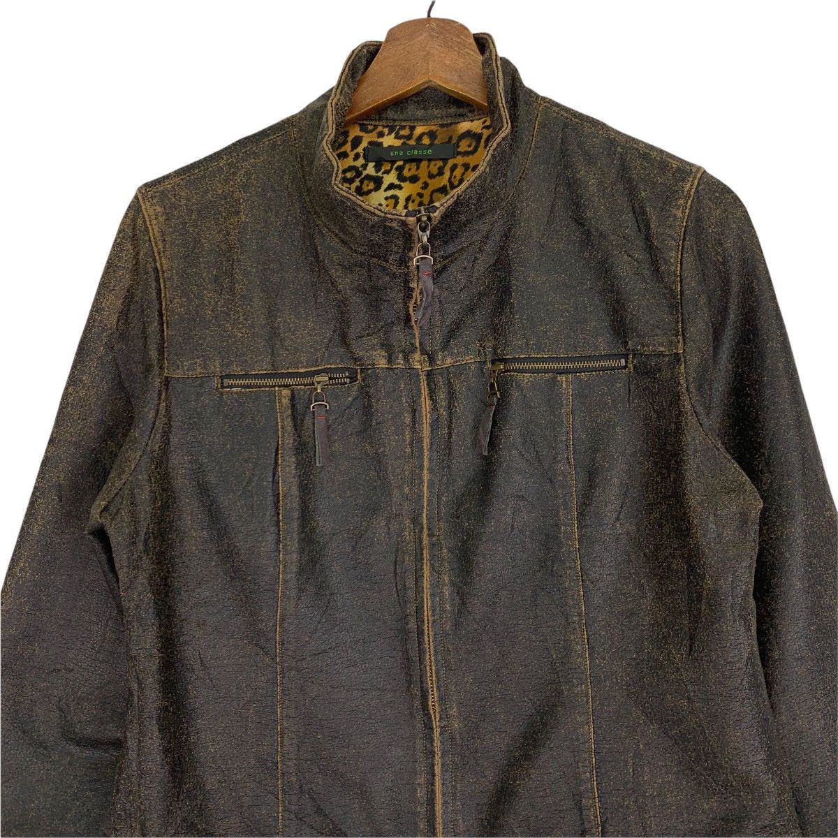 Genuine Leather Vintage 90s Leopard Leather Zip Up Jacket Size US S / EU 44-46 / 1 - 2 Thumbnail